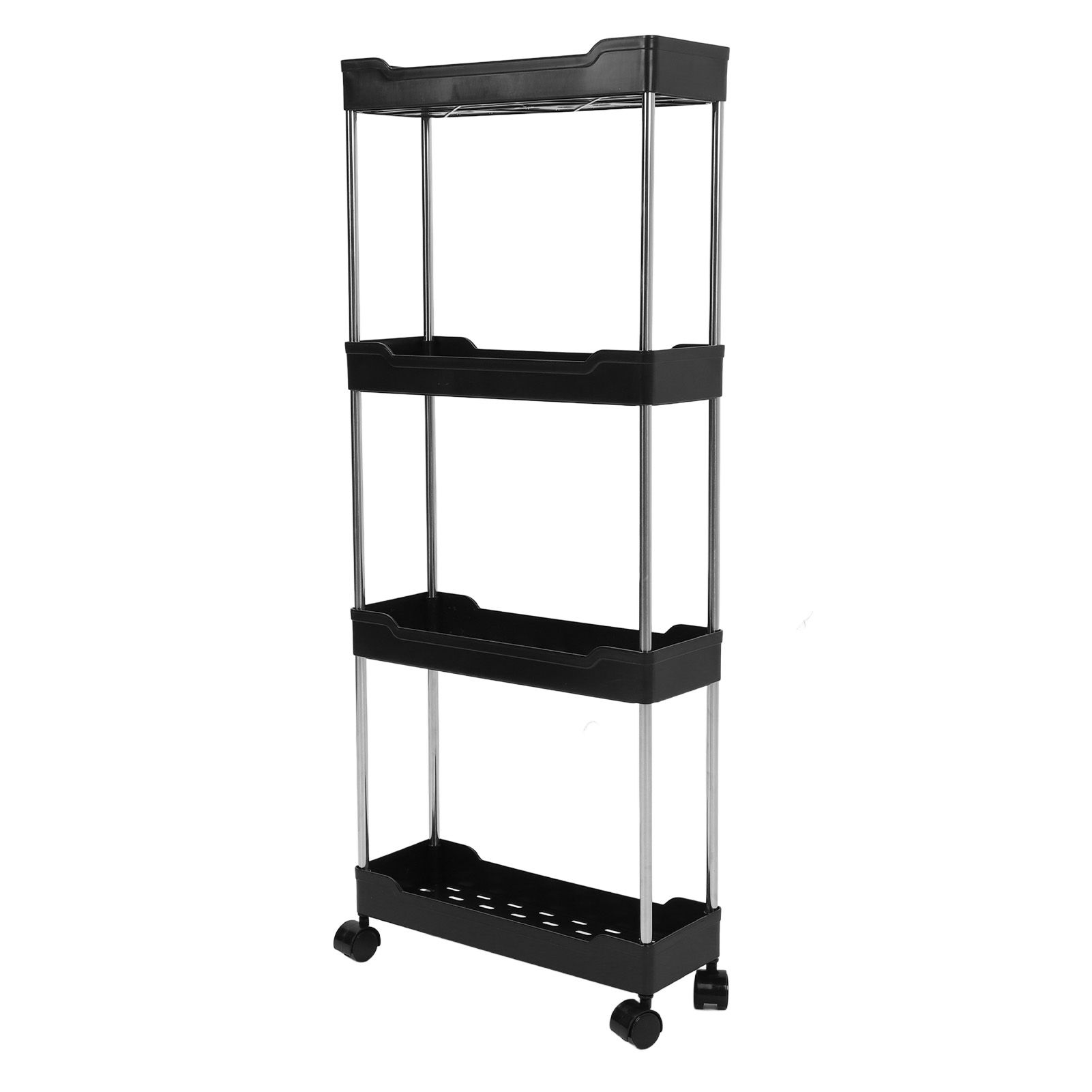Slim Rolling Storage Cart 4 Tier Bathroom Organizer Mobile Shelving Unit view 8