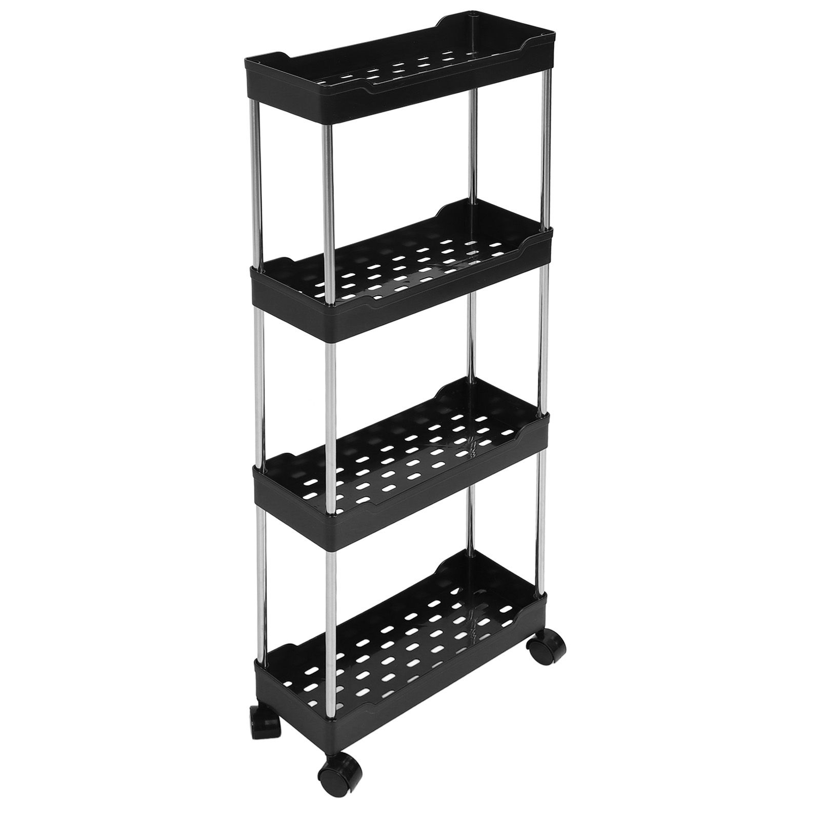 Slim Rolling Storage Cart 4 Tier Bathroom Organizer Mobile Shelving Unit view 12