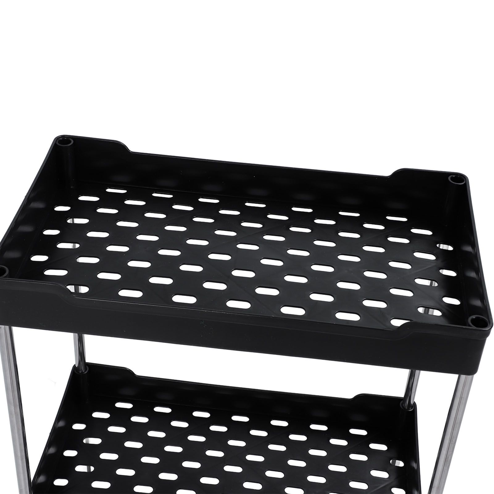 Rolling Cart Widened PP Stainless Steel 4 Tier with Wheels Storage Trolley for view 2