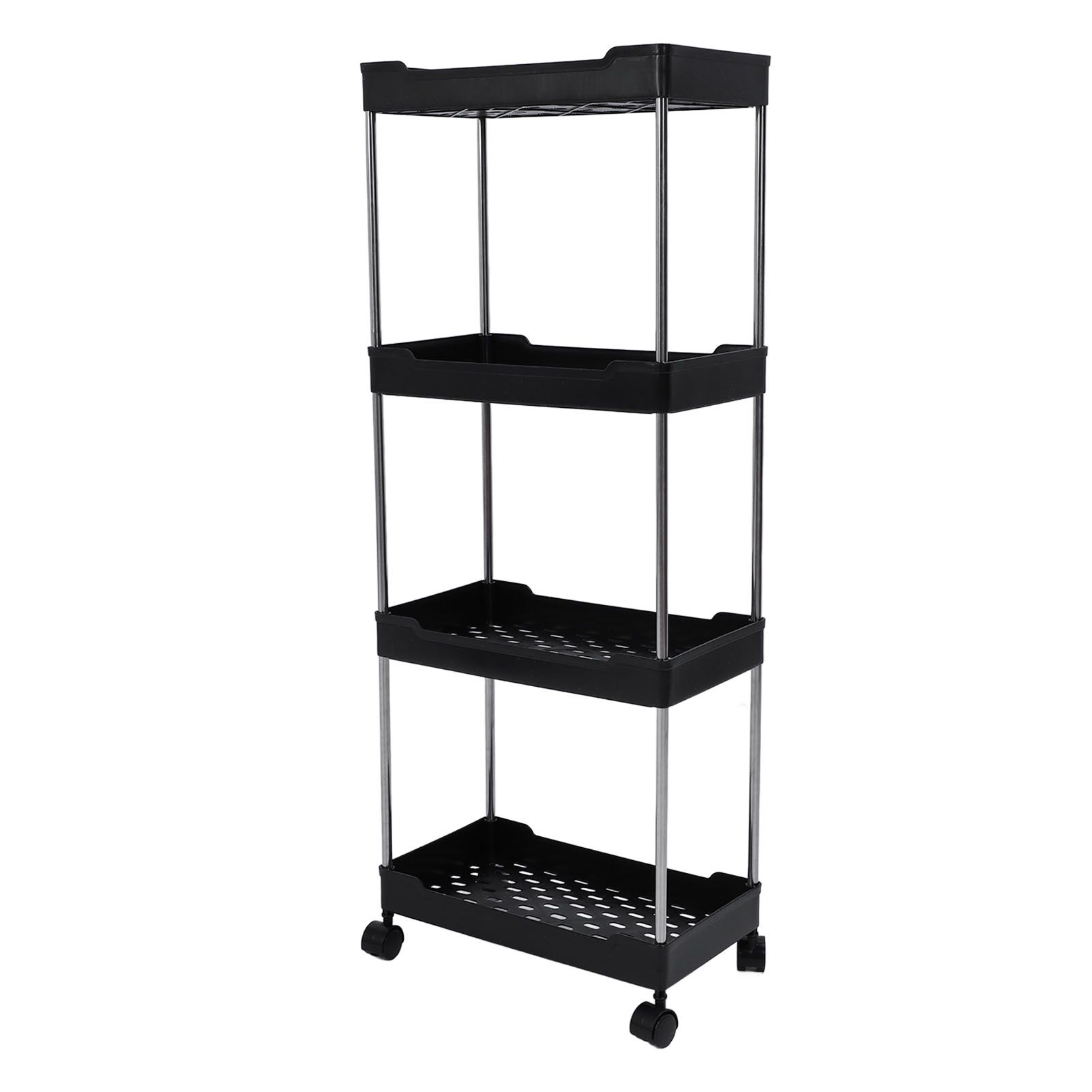 Rolling Cart Widened PP Stainless Steel 4 Tier with Wheels Storage Trolley for view 4