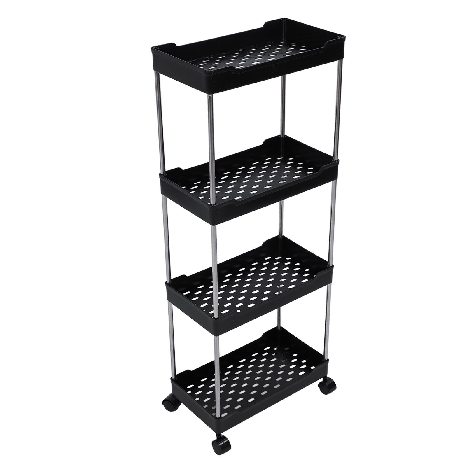 Rolling Cart Widened PP Stainless Steel 4 Tier with Wheels Storage Trolley for view 7