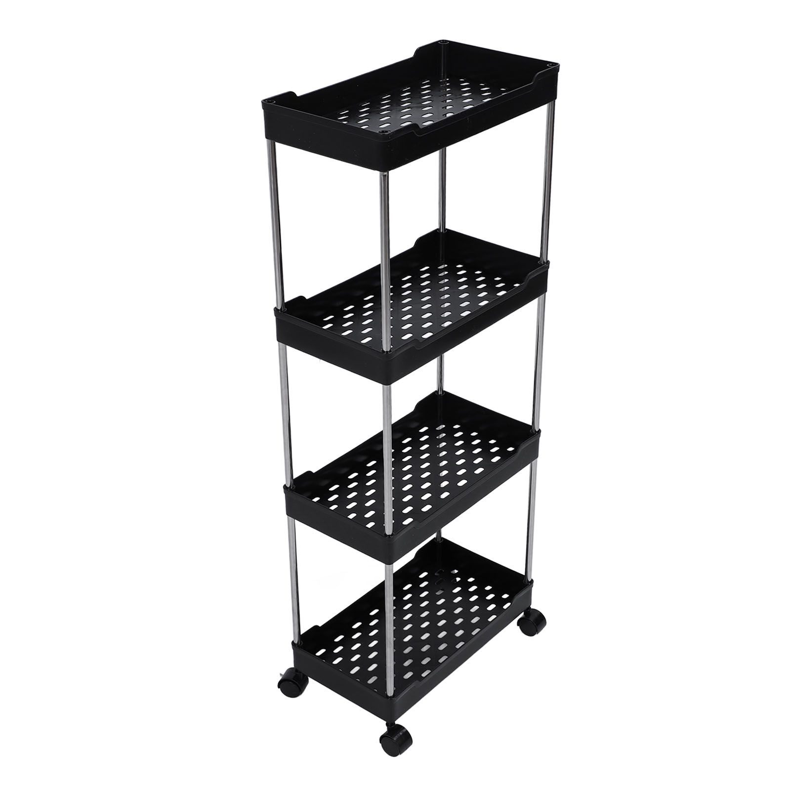 Rolling Cart Widened PP Stainless Steel 4 Tier with Wheels Storage Trolley for view 8