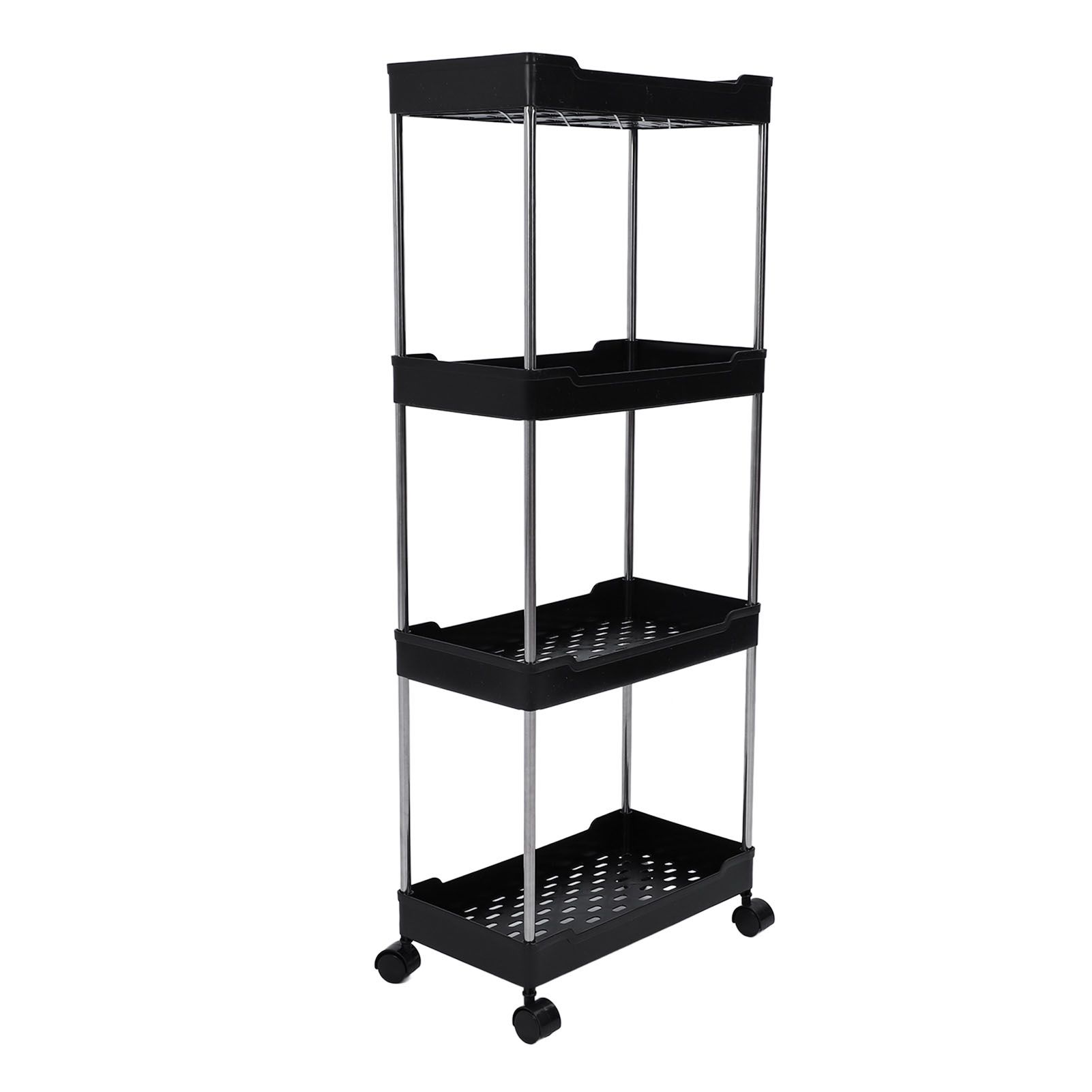 Rolling Cart Widened PP Stainless Steel 4 Tier with Wheels Storage Trolley for view 9
