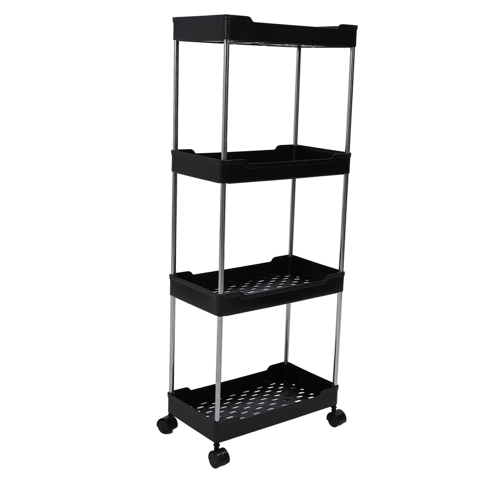 Rolling Cart Widened PP Stainless Steel 4 Tier with Wheels Storage Trolley for view 10