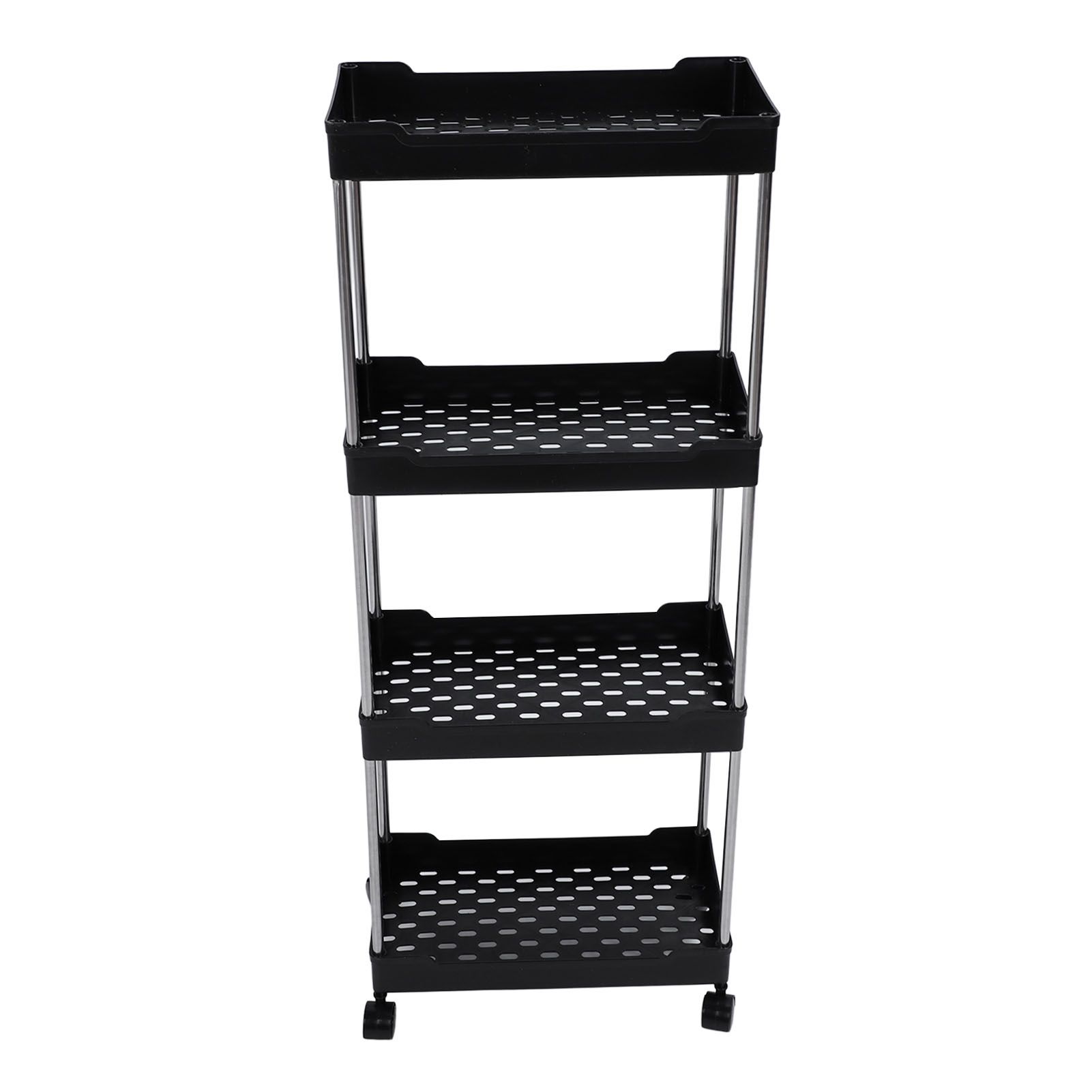 Rolling Cart Widened PP Stainless Steel 4 Tier with Wheels Storage Trolley for view 11