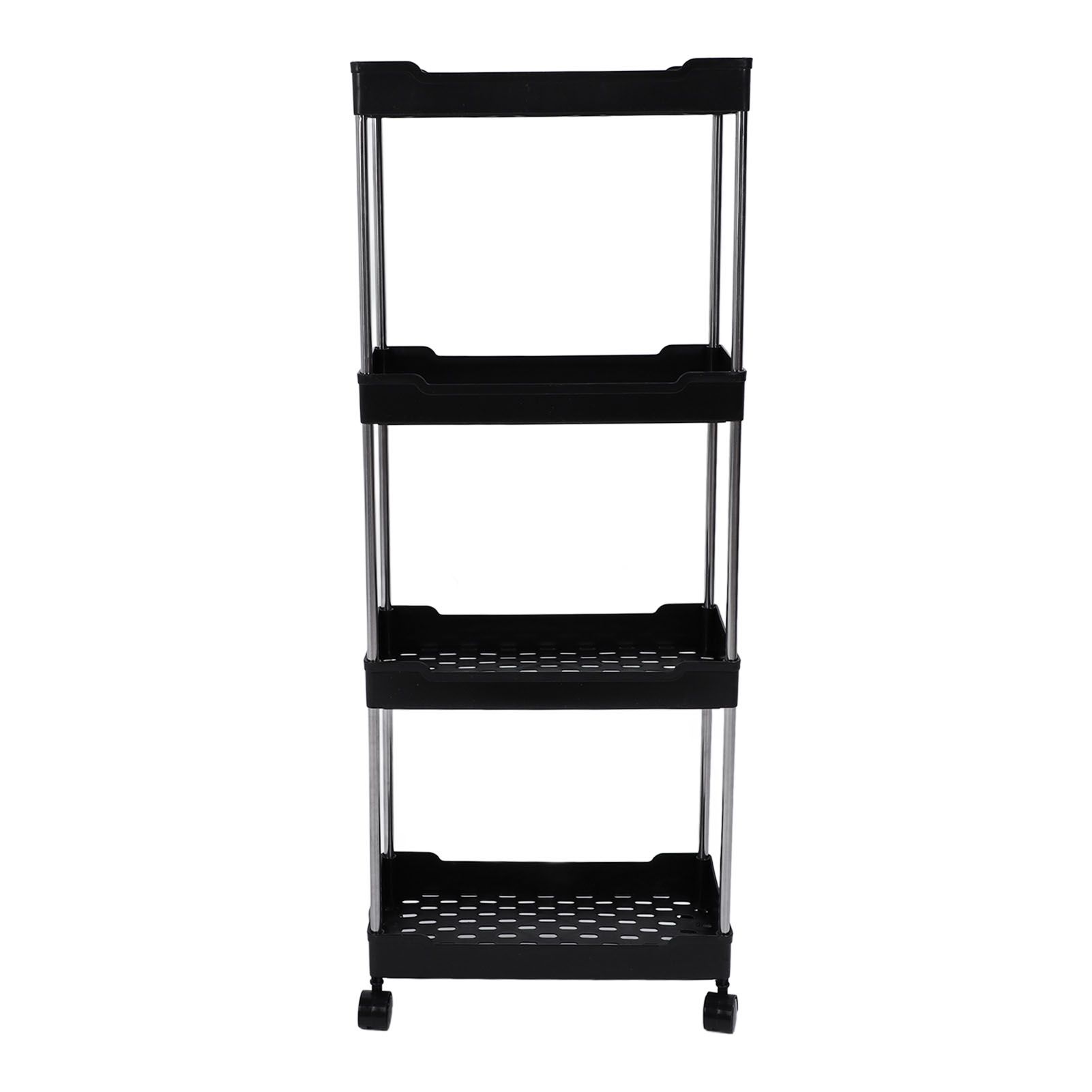 Rolling Cart Widened PP Stainless Steel 4 Tier with Wheels Storage Trolley for view 12
