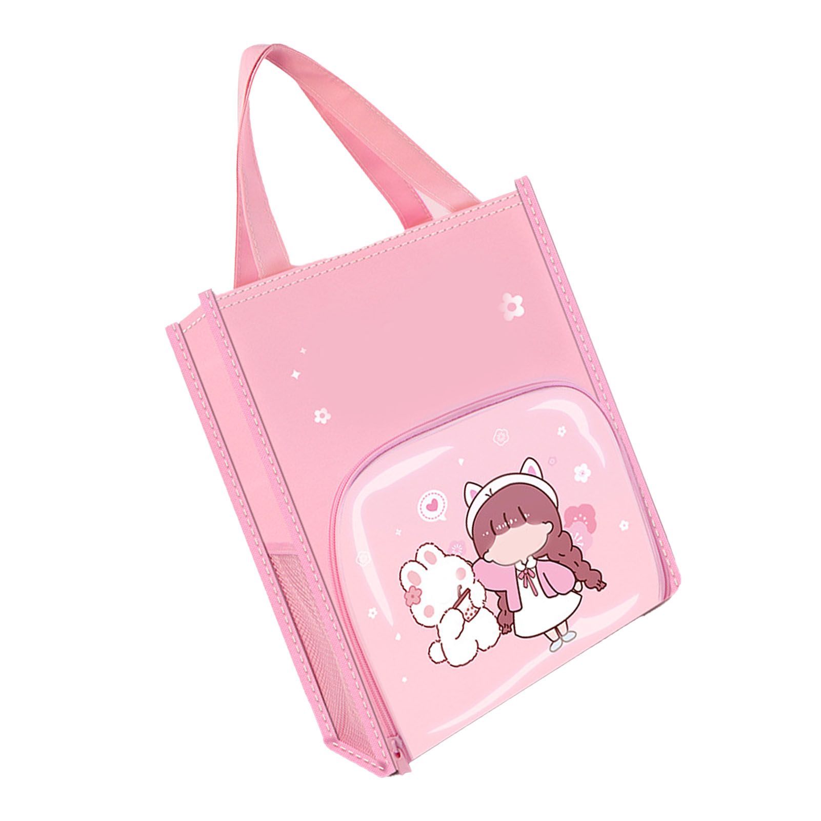 Student Book Pouch with Wide Handle Front Clear Bag 2 Side Mesh Pockets Large — image 1