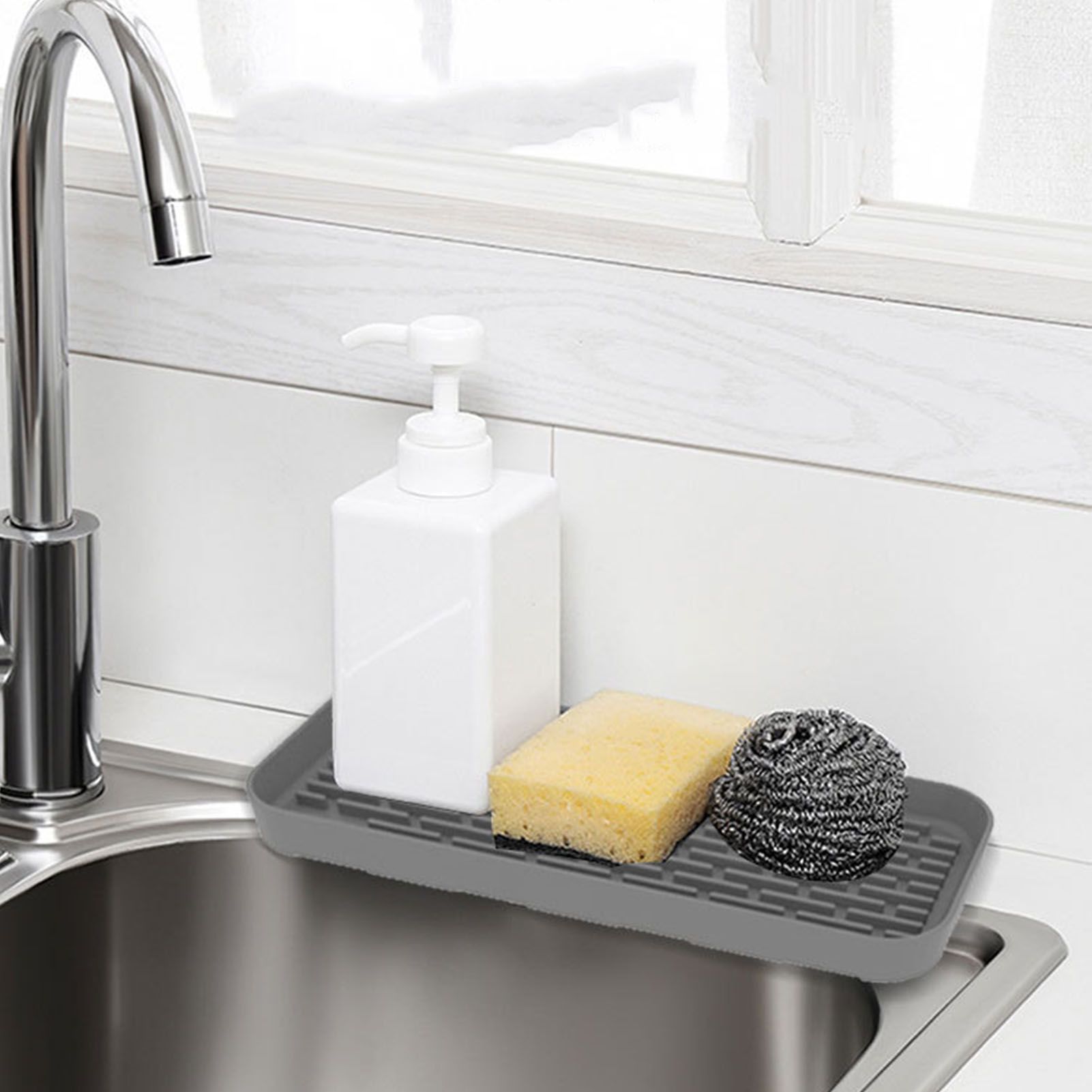 Dish Drying Mat for Kitchen Counter Silicone Anti Slip Sink Drainer Mat for view 9
