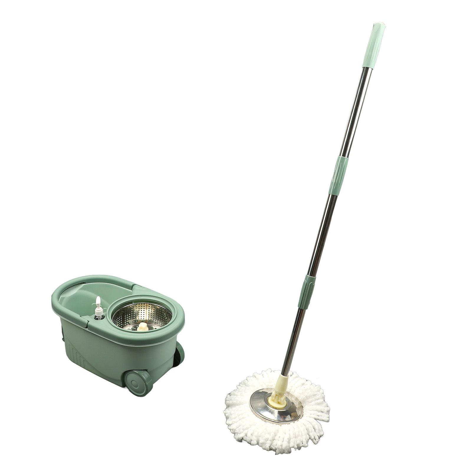 Spin Mop Bucket Floor Cleaning Mop Kit System Double Drive Washable Reusable