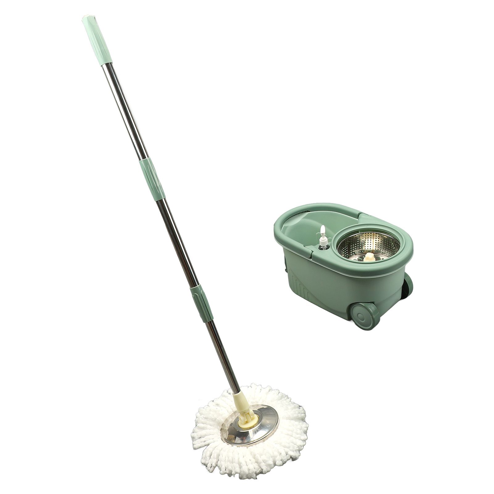 Spin Mop Bucket Floor Cleaning Mop Kit System Double Drive Washable Reusable view 11