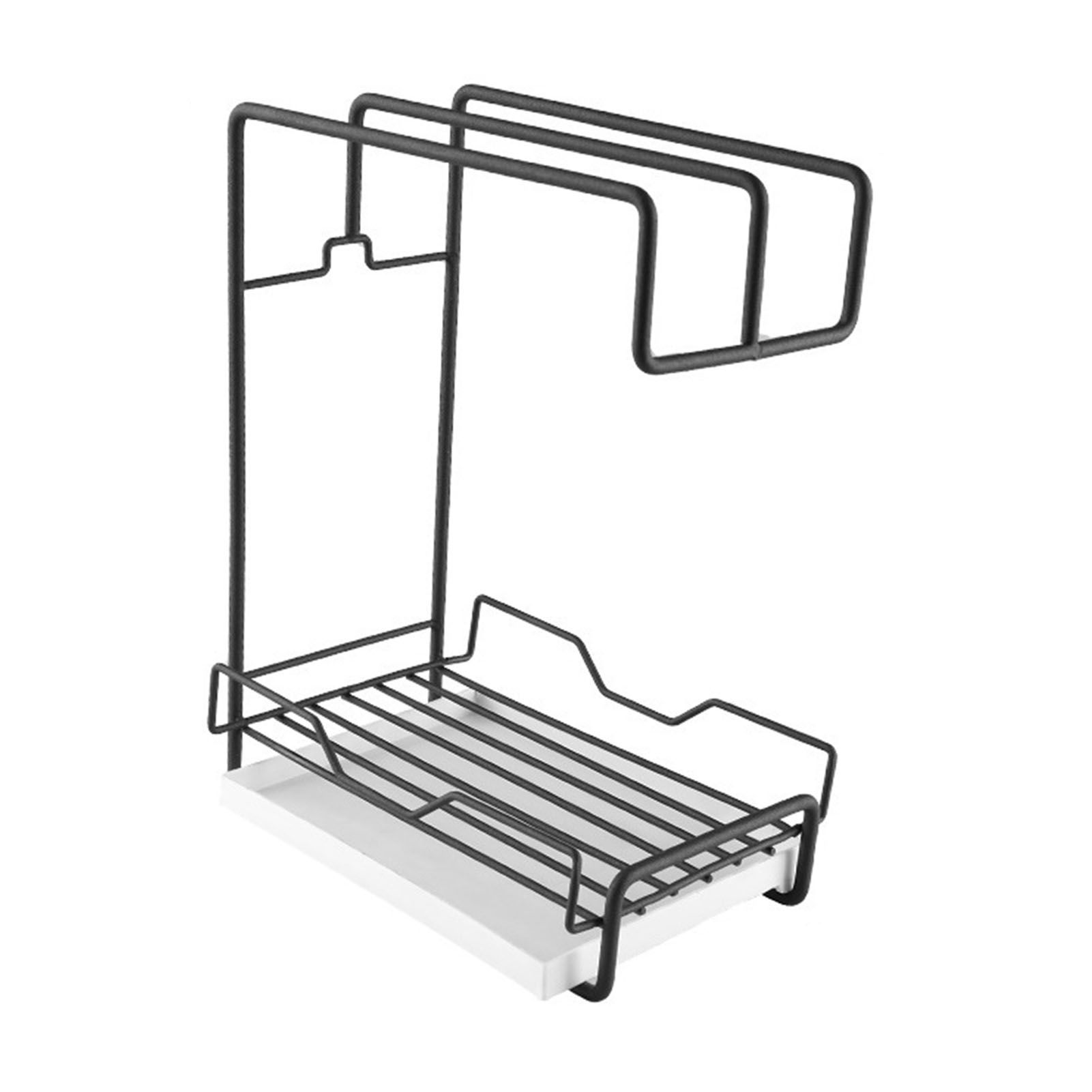 Kitchen Countertop Towel Rack Metal Iron Removable Drainage Tray Space Saving view 3