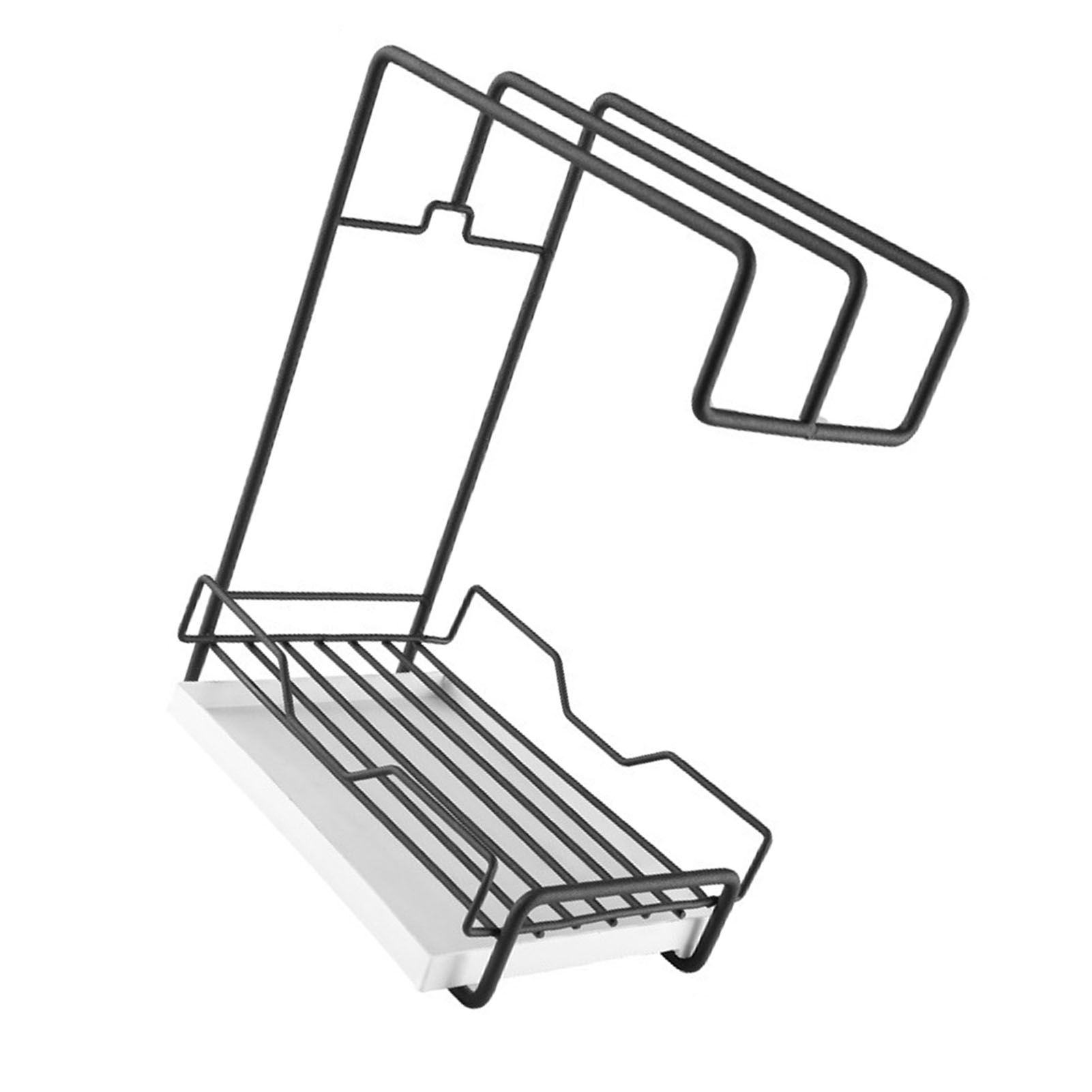 Kitchen Countertop Towel Rack Metal Iron Removable Drainage Tray Space Saving view 4