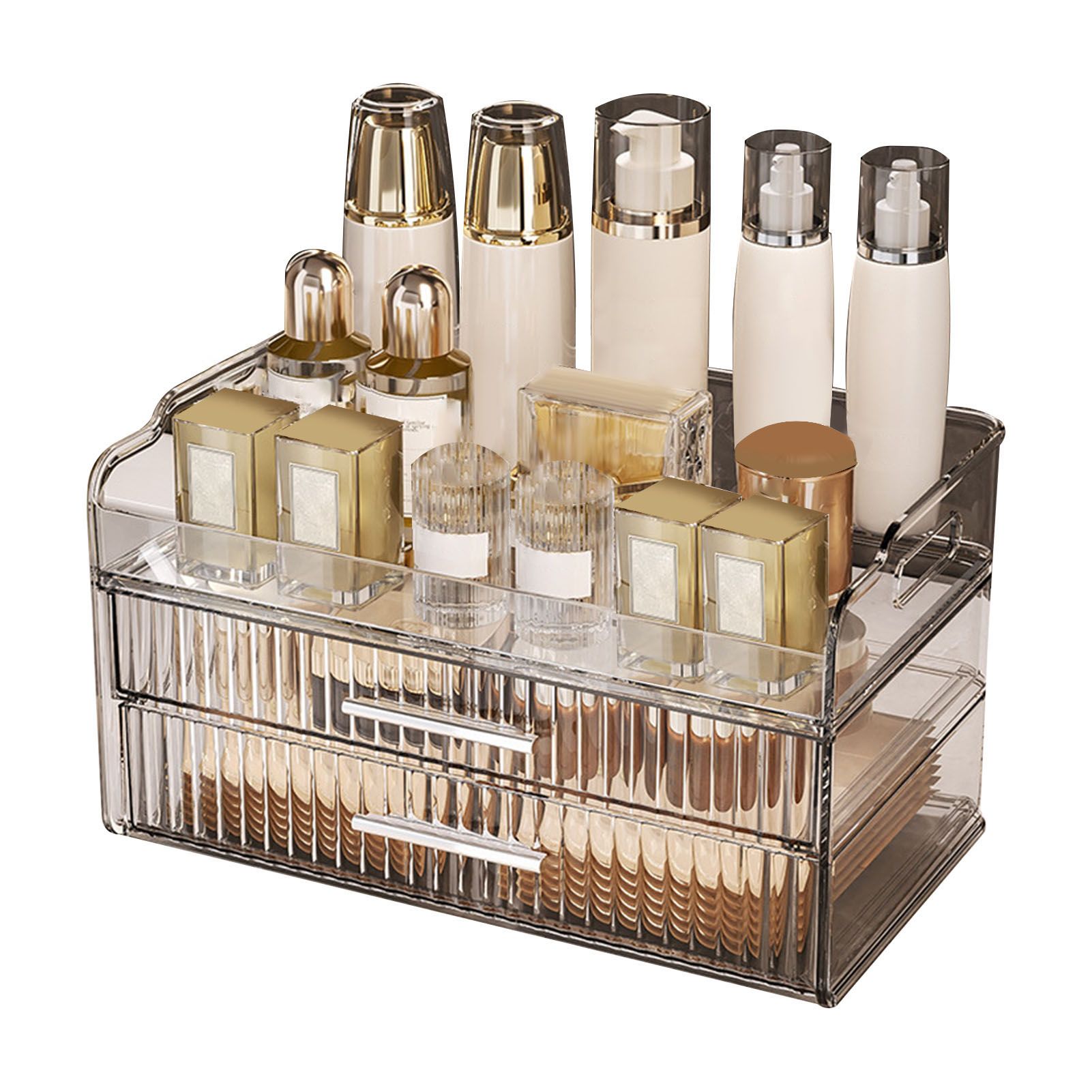 Makeup Organizer Box Large Capacity Clear Cosmetic Storage Container Without Lid view 2