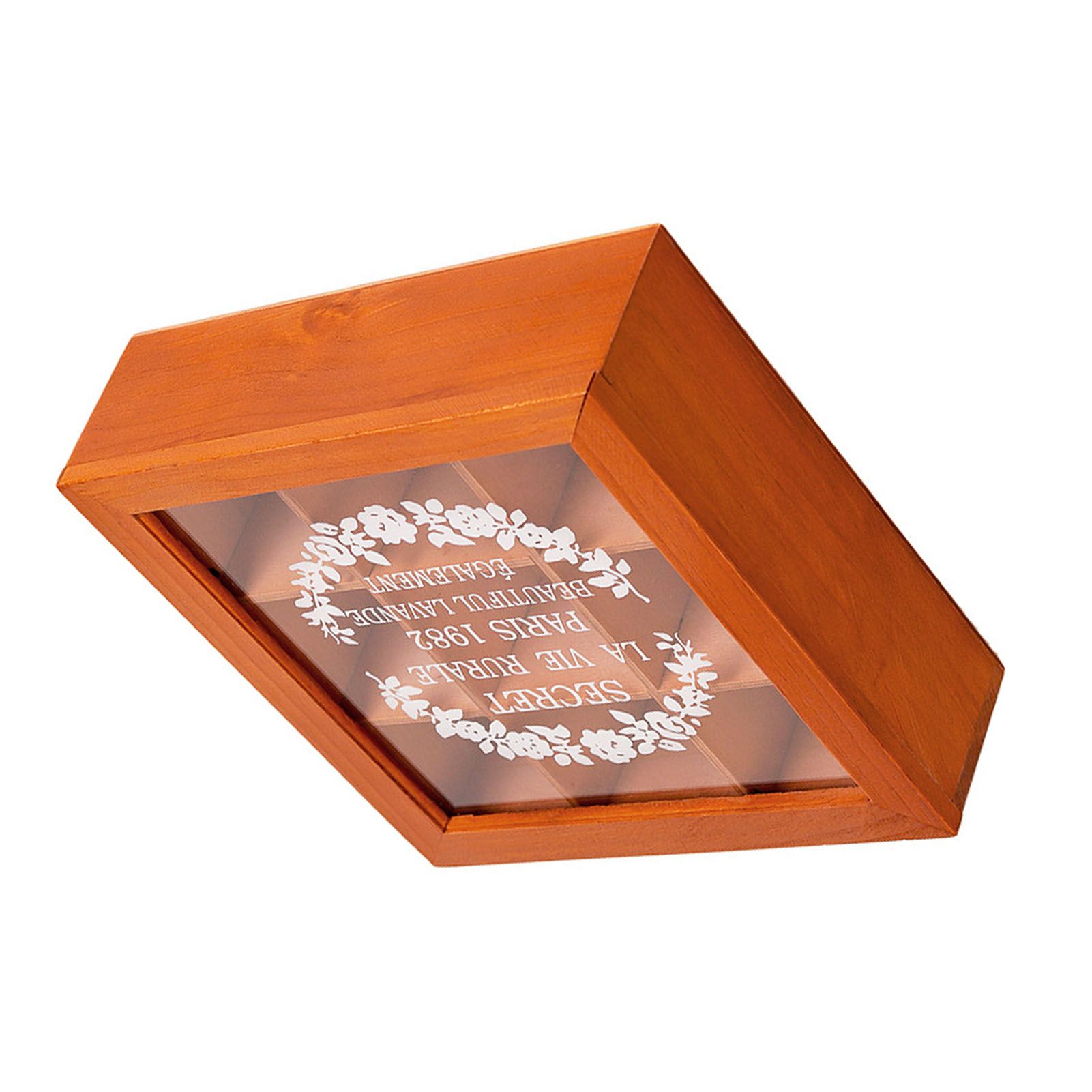 9 Grid Desktop Wooden Storage Box with Clear Lid Multifunctional Vintage view 5