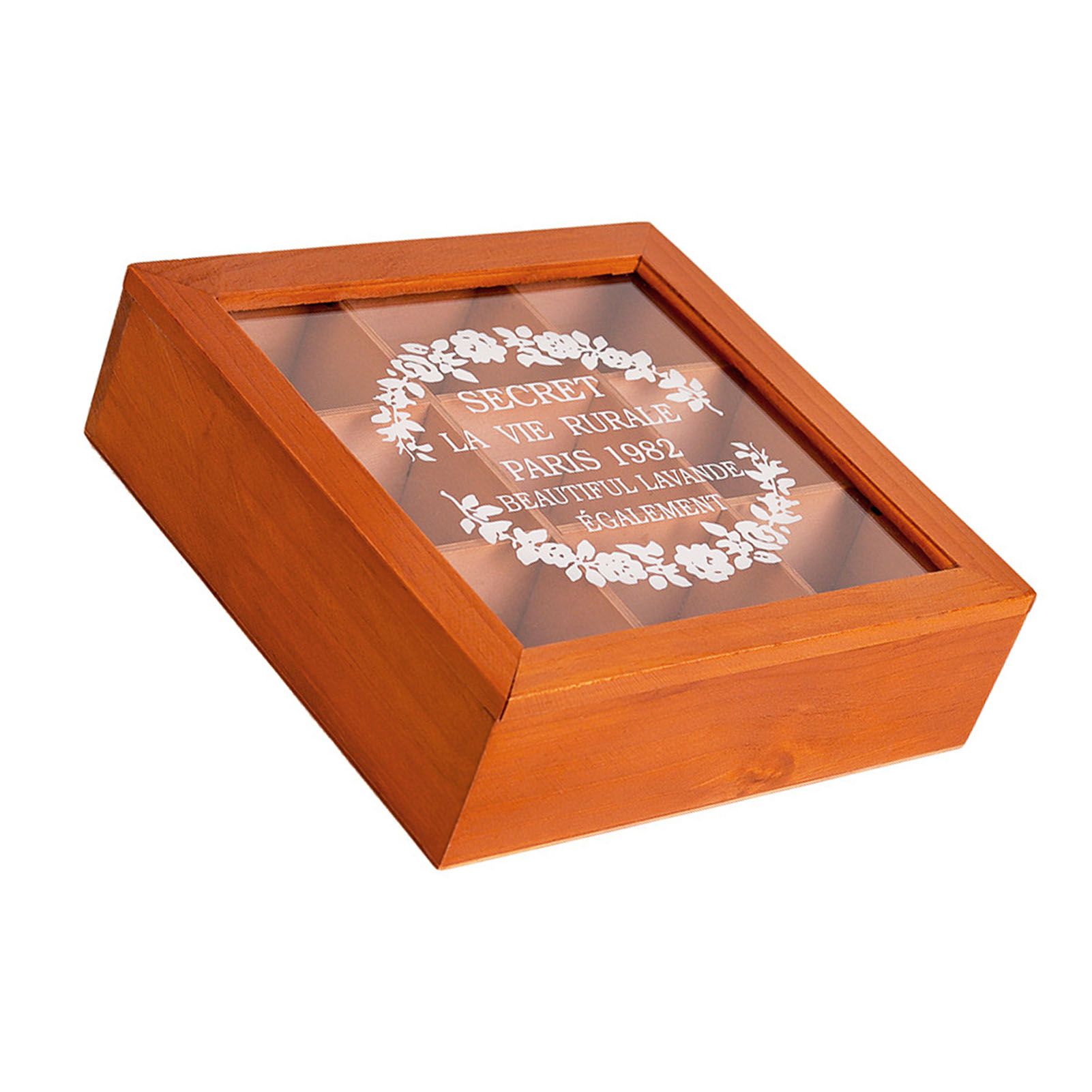 9 Grid Desktop Wooden Storage Box with Clear Lid Multifunctional Vintage view 6