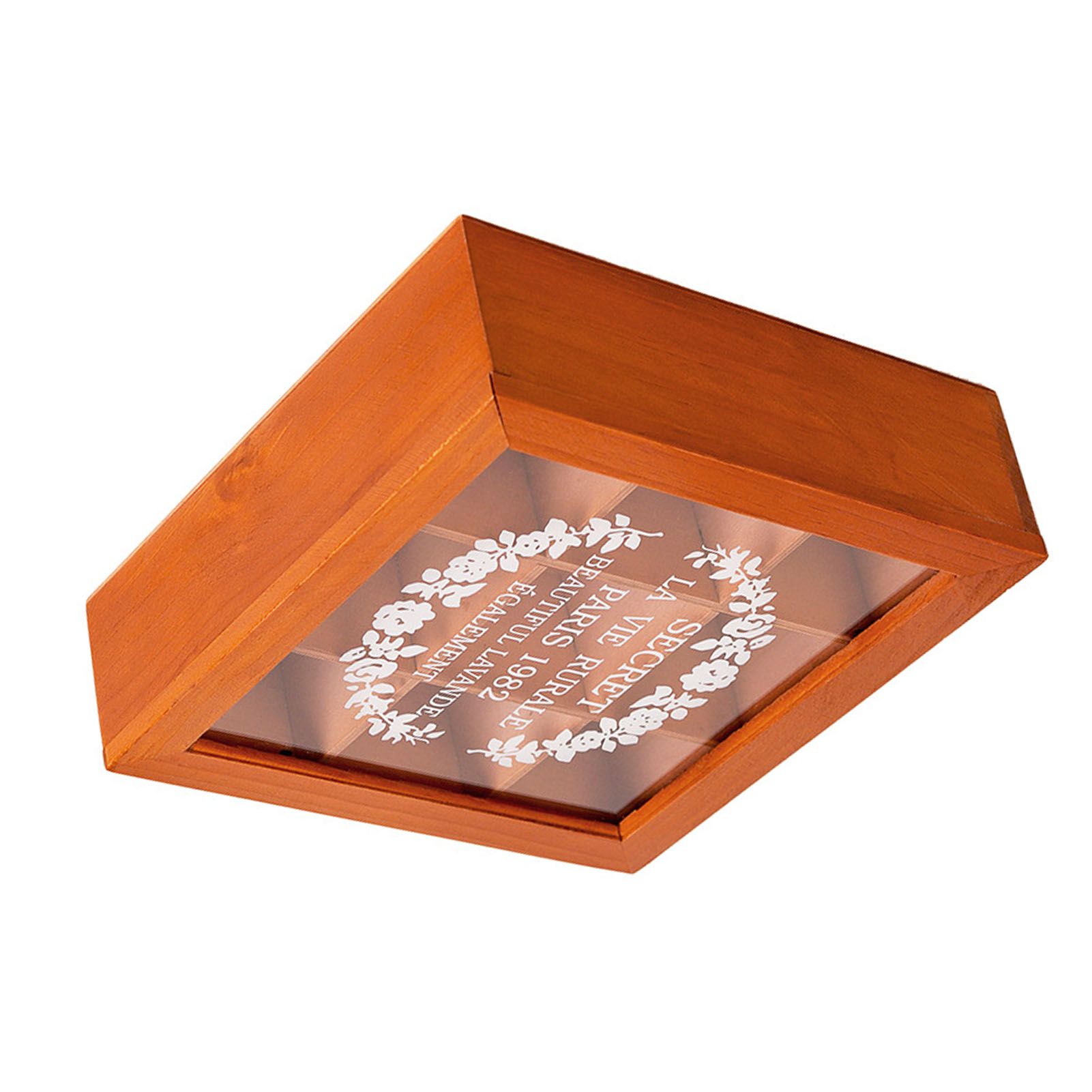 9 Grid Desktop Wooden Storage Box with Clear Lid Multifunctional Vintage view 7