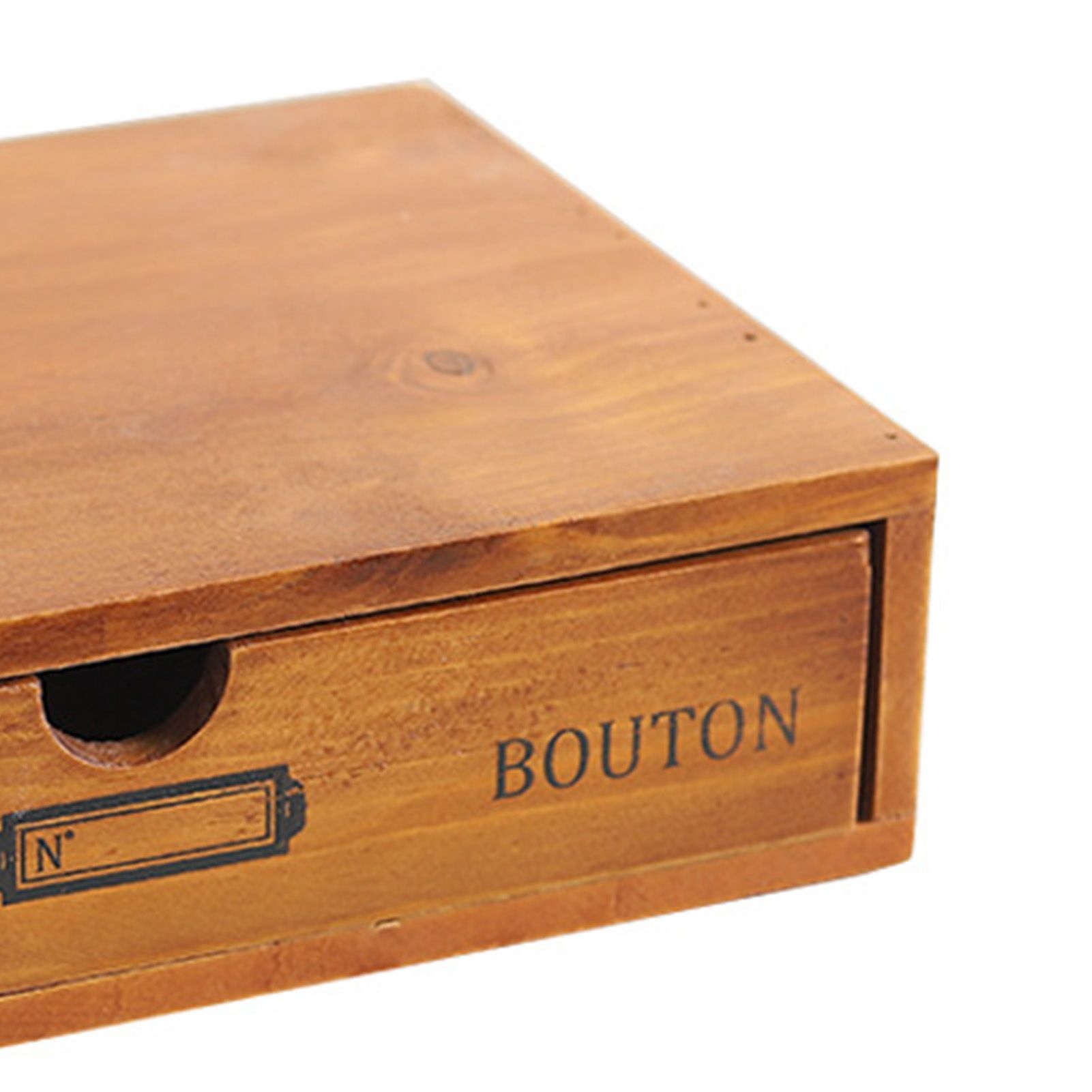 Vintage Wooden Box Drawer Organizer Desktop Storage Organizer Wooden Tabletop view 2