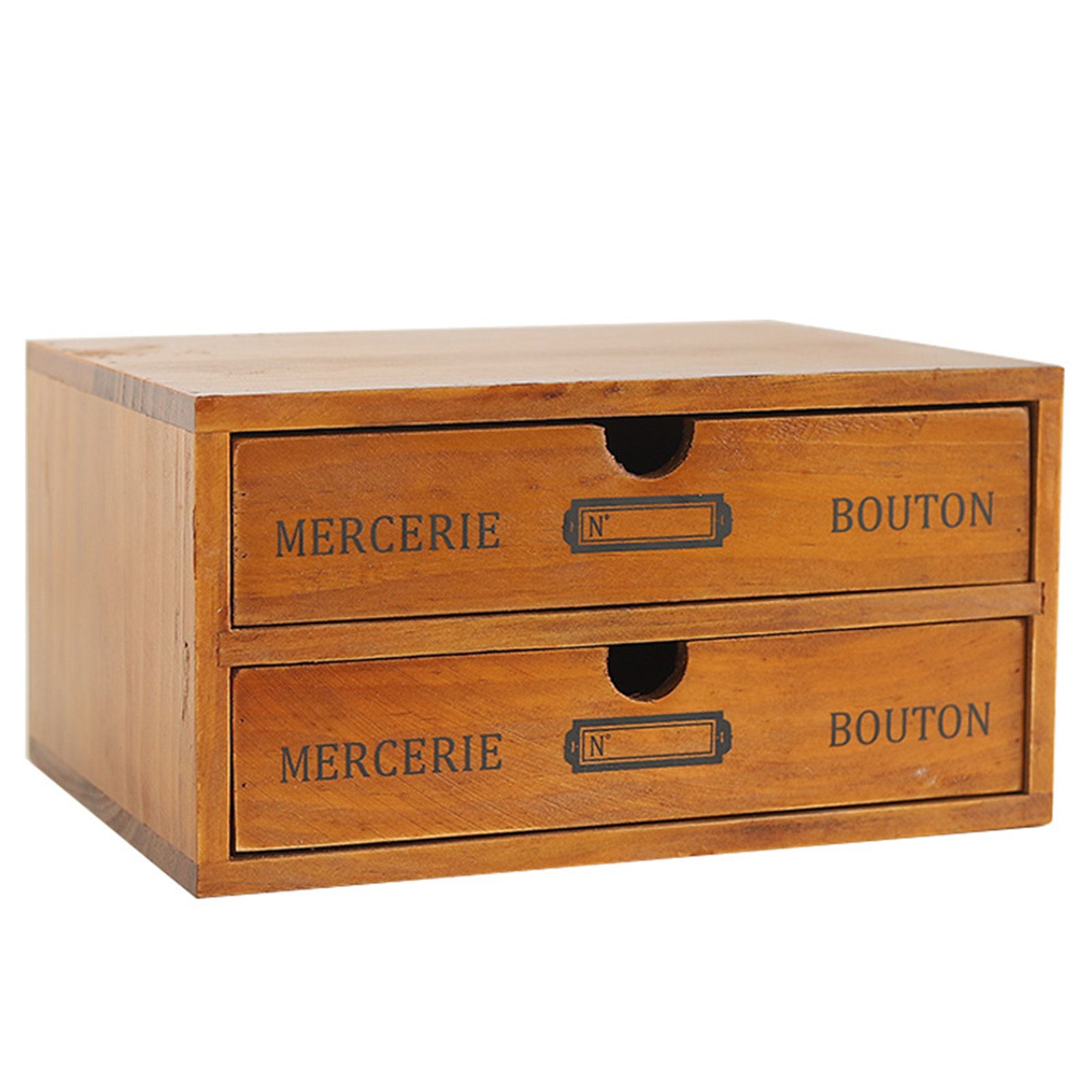 Vintage Wooden Double Layer Drawer Box Desktop Organizer Multifunctional view 3