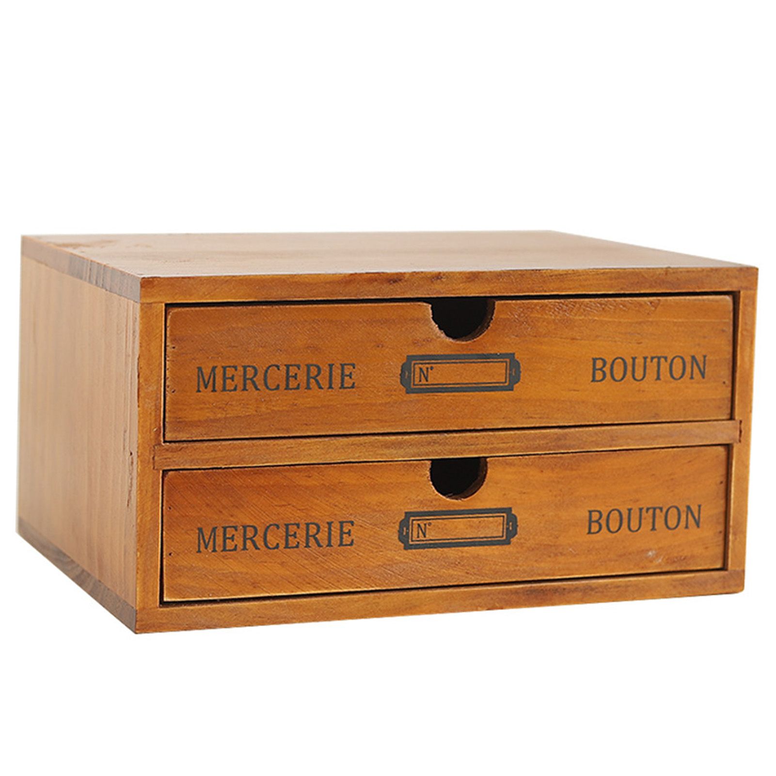 Vintage Wooden Double Layer Drawer Box Desktop Organizer Multifunctional view 4