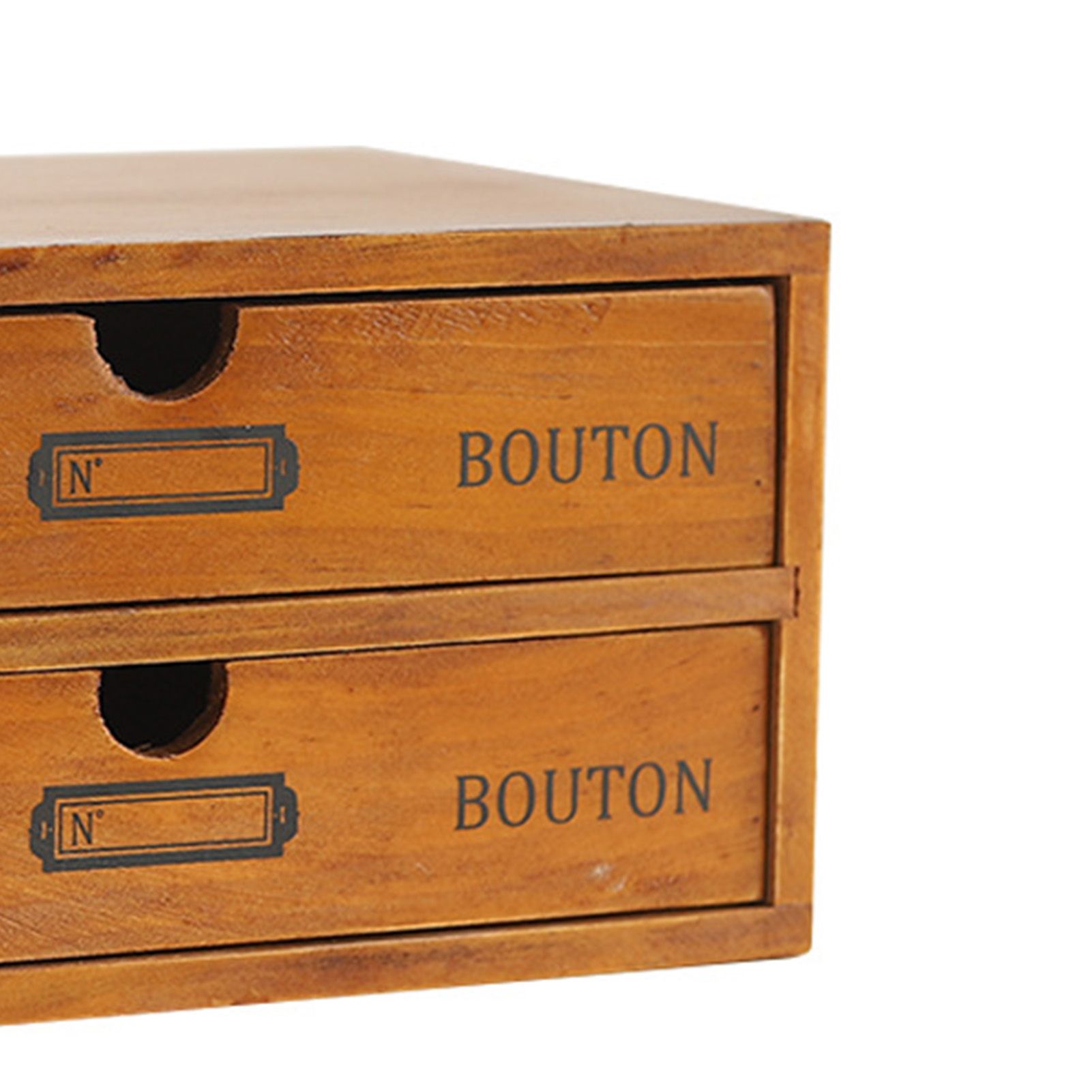 Vintage Wooden Double Layer Drawer Box Desktop Organizer Multifunctional view 5