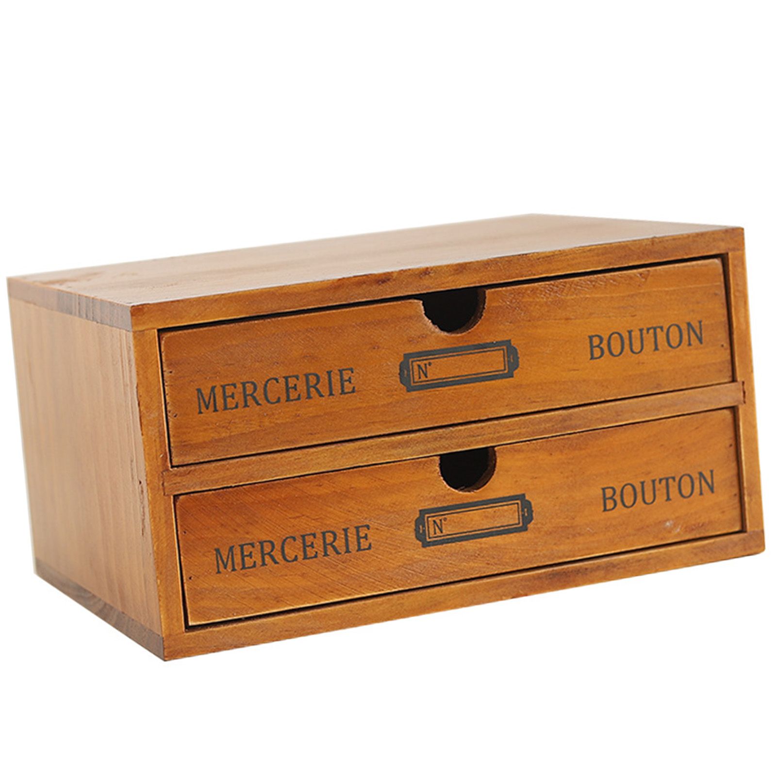 Vintage Wooden Double Layer Drawer Box Desktop Organizer Multifunctional view 7