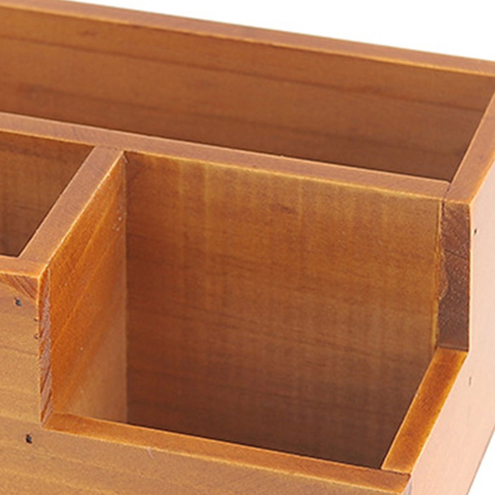 Wooden Remote Control Holder Multifunctional 3 Compartment Desktop Storage Box view 7