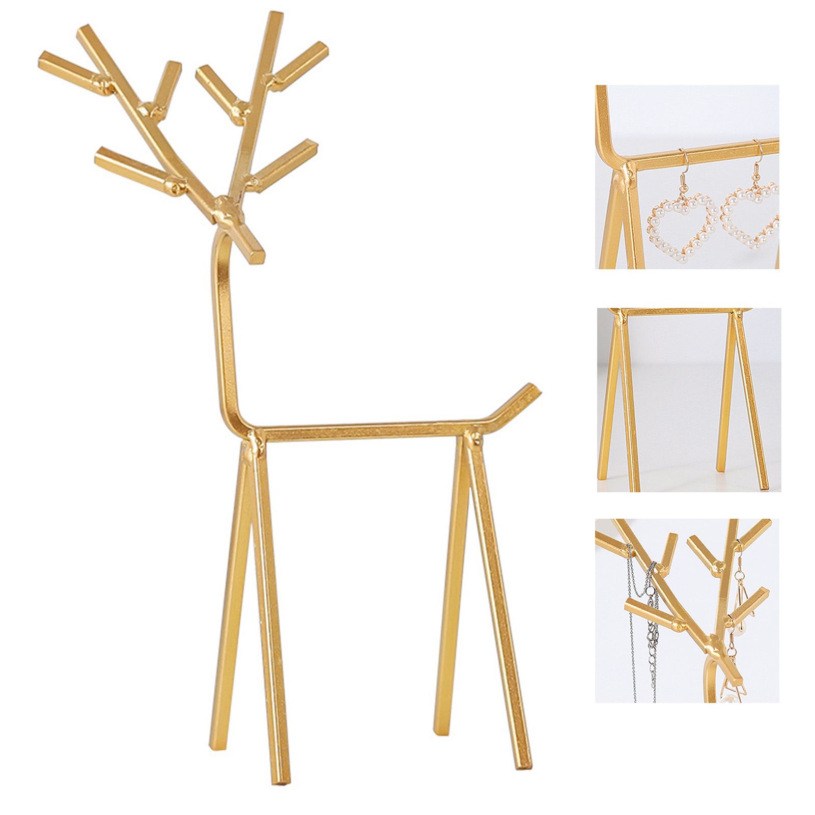 Simple Iron Geometric Deer Jewelry Stand Home Desktop Earring Necklace Storage view 4