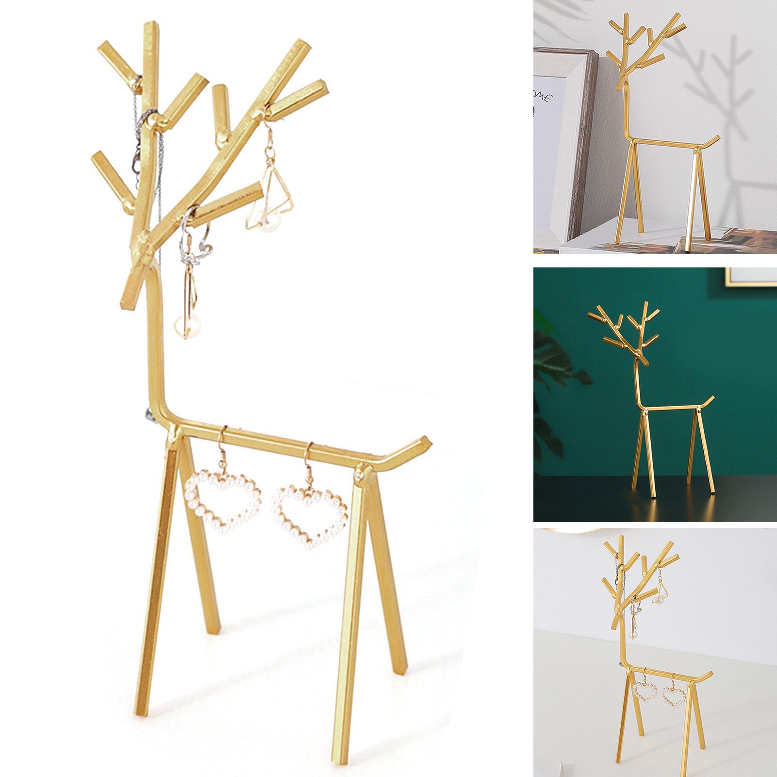 Simple Iron Geometric Deer Jewelry Stand Home Desktop Earring Necklace Storage view 6