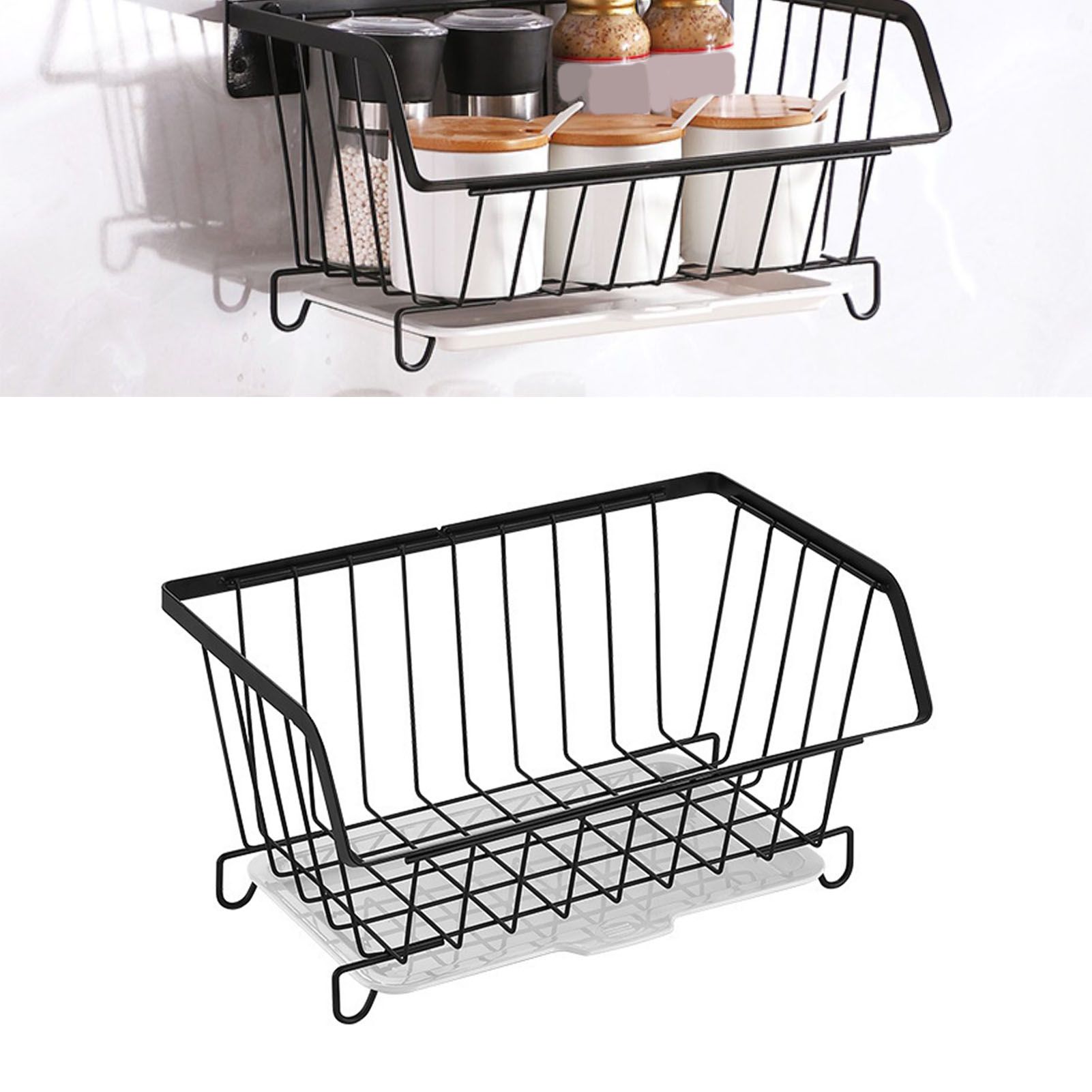 Kitchen Storage Basket Multifunctional Wall Mounted Punch Free Fruit and view 8