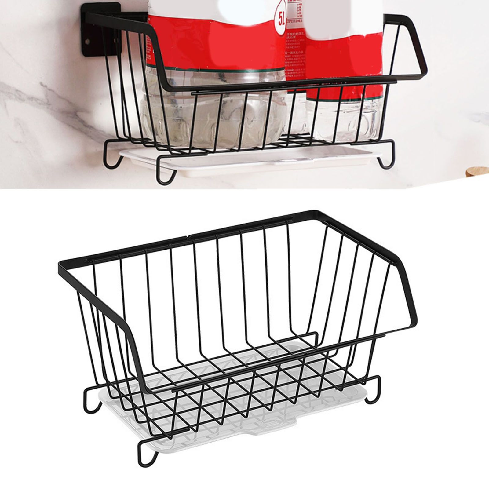 Kitchen Storage Basket Multifunctional Wall Mounted Punch Free Fruit and view 9