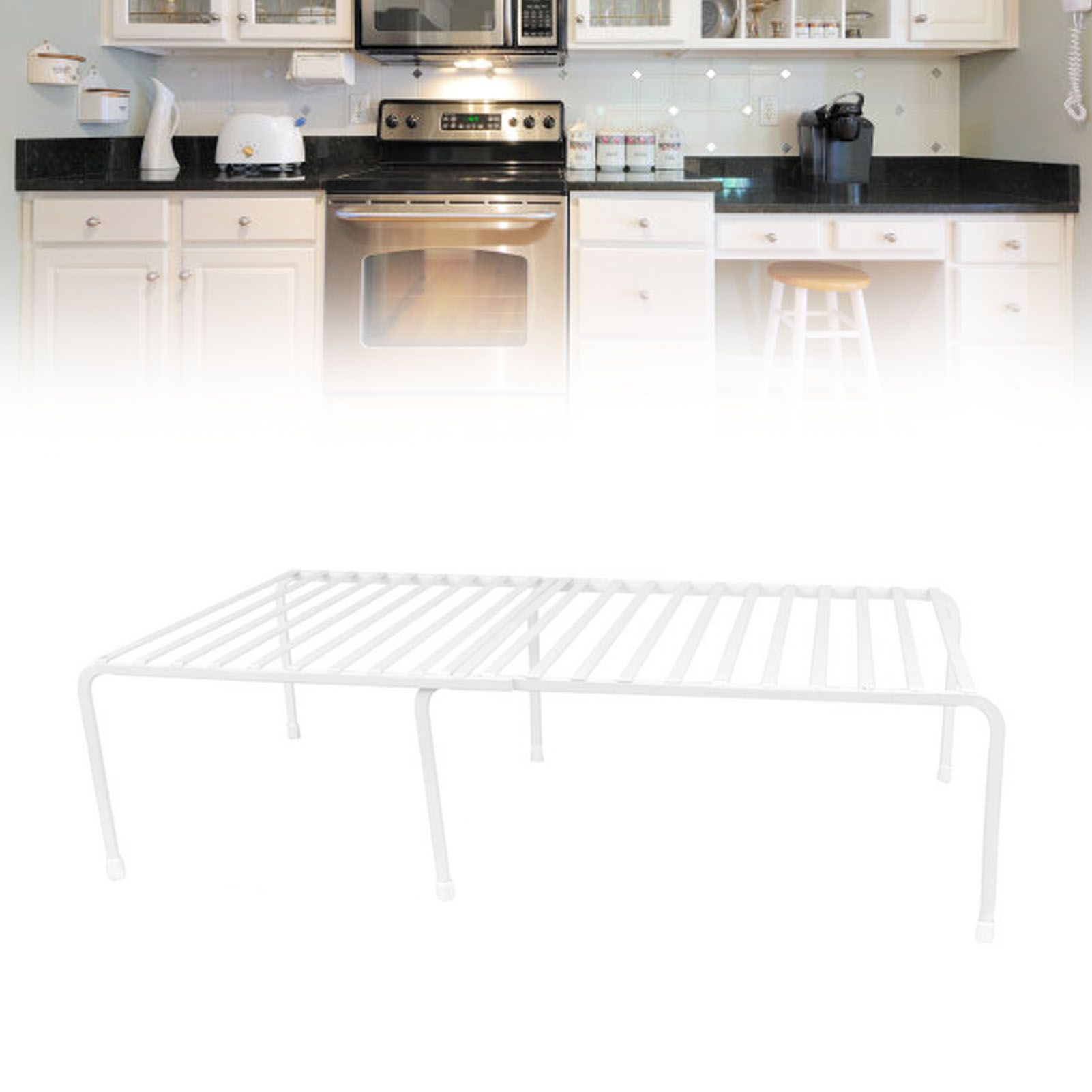 Kitchen Storage Shelf Countertop Pot Rack Cabinet Organizer view 8