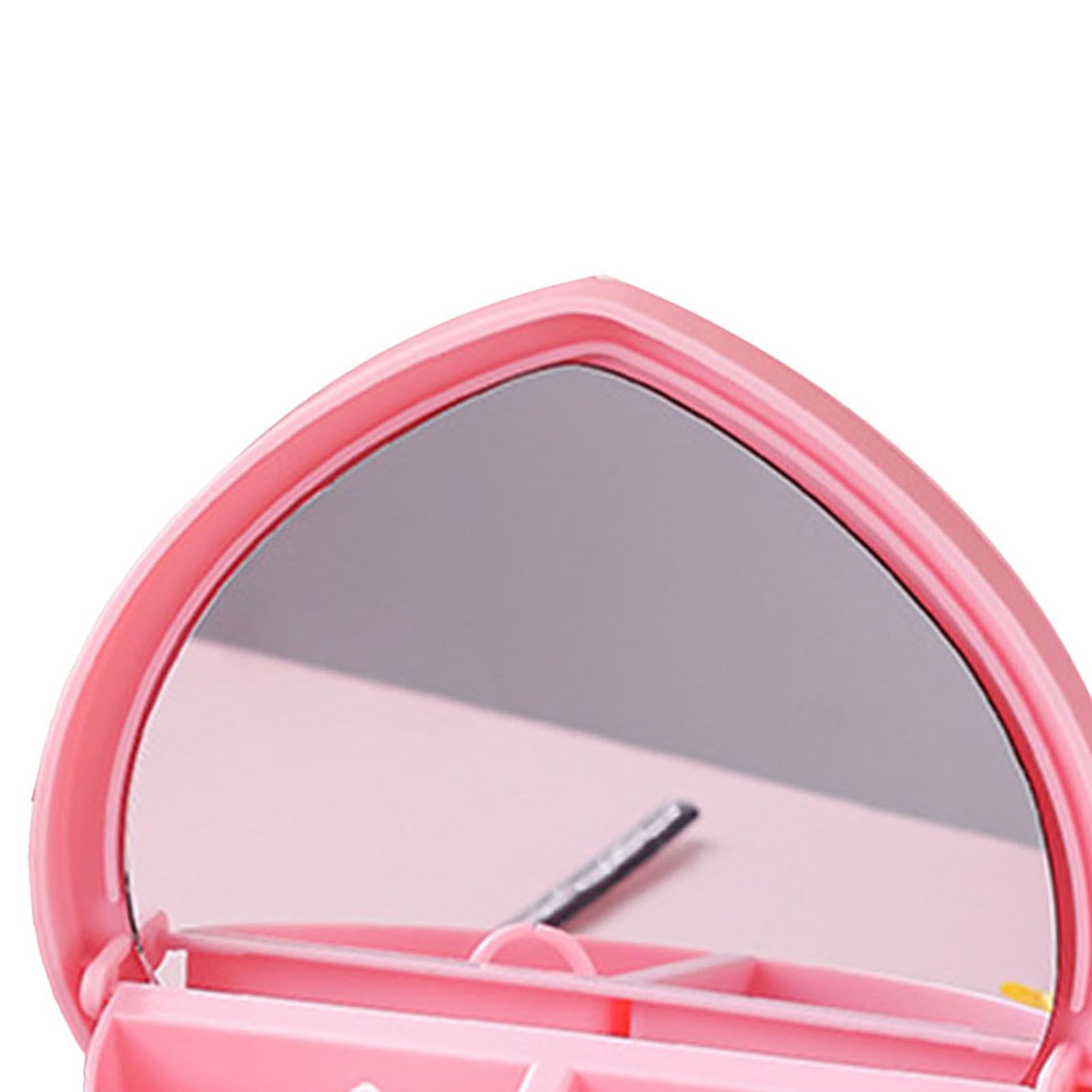 Heart Shaped Jewelry Box Plastic Dual Layer Pink Earrings Rings Storage view 7