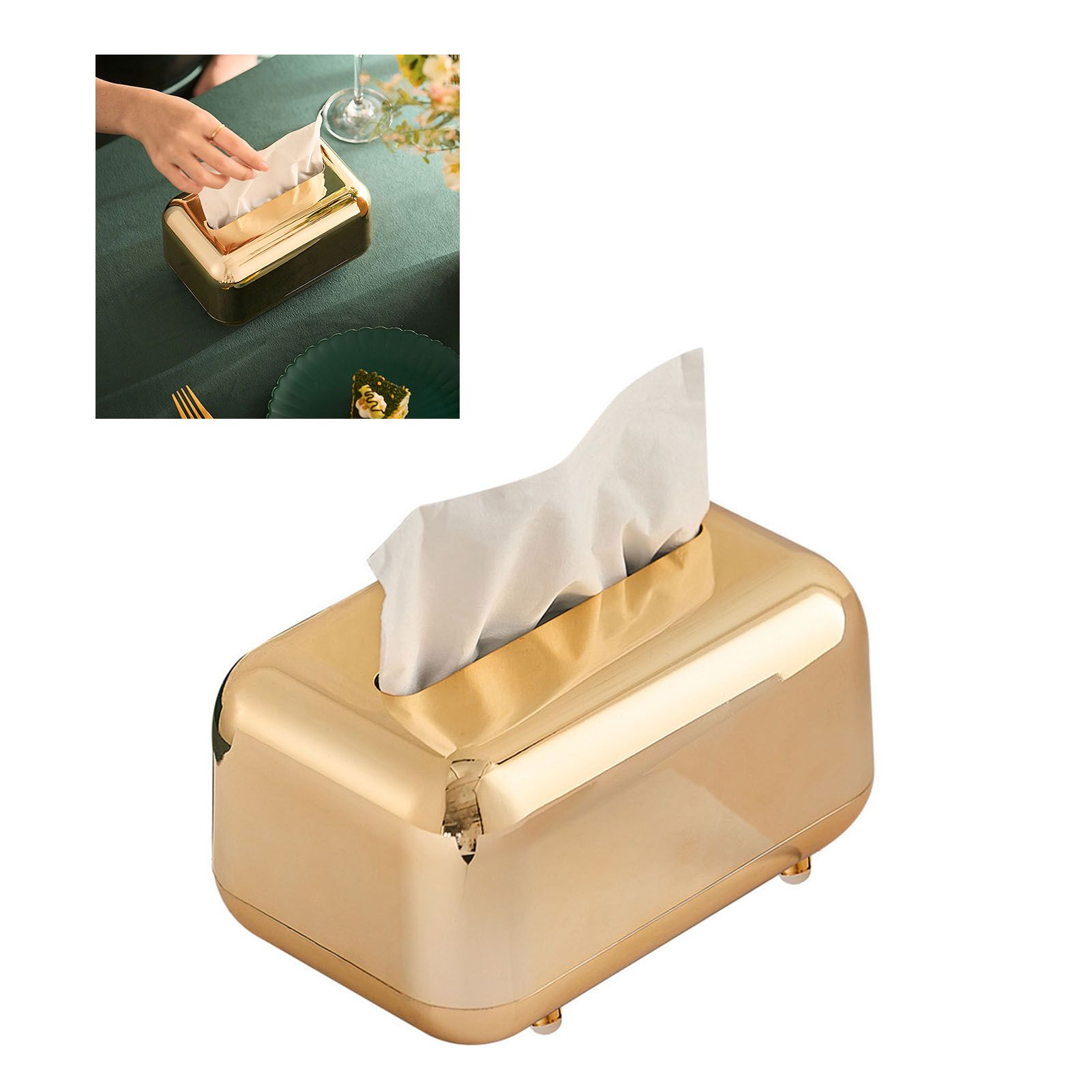 Electroplating Tissue Box Household Desktop Innovative Tissue Storage Box view 8