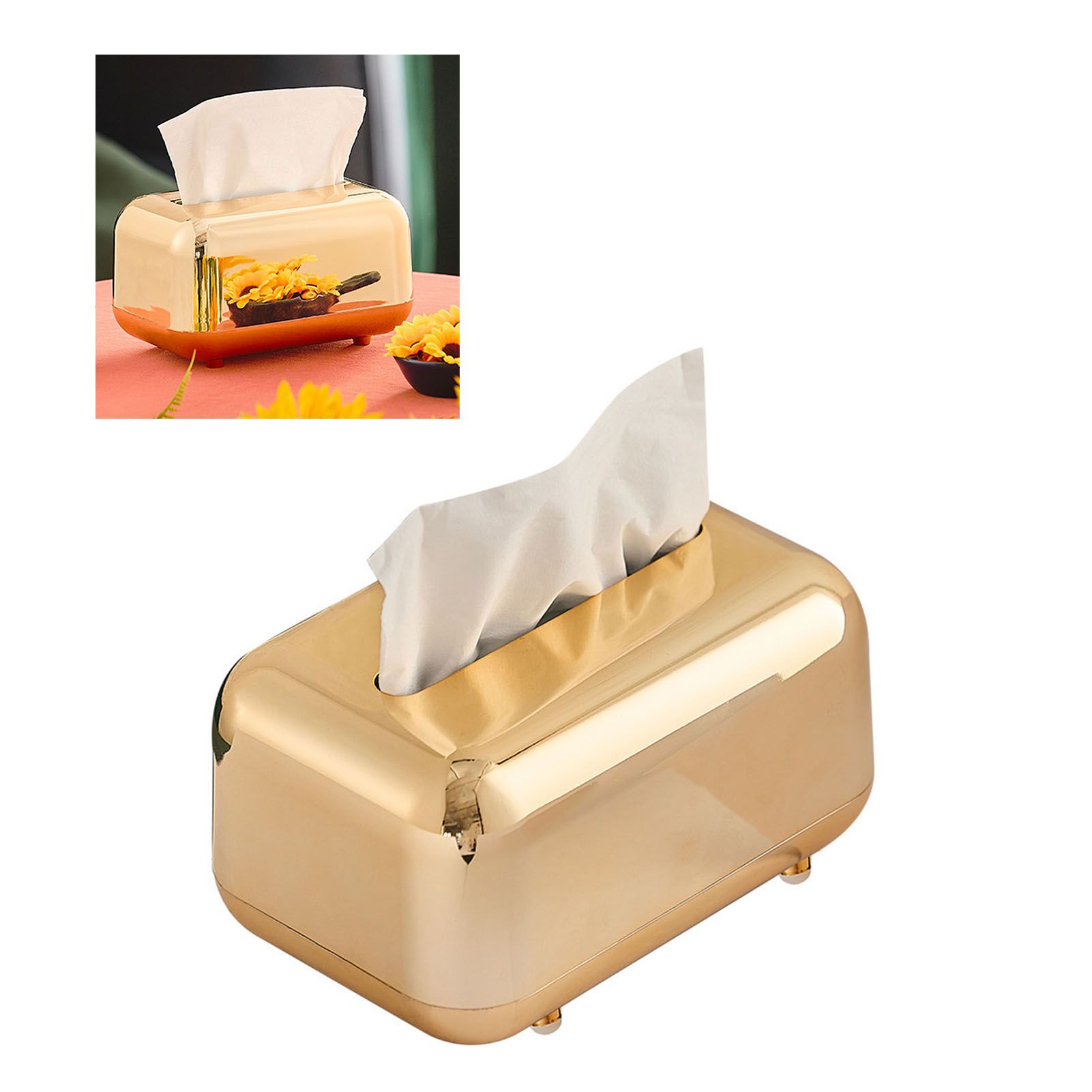 Electroplating Tissue Box Household Desktop Innovative Tissue Storage Box view 9