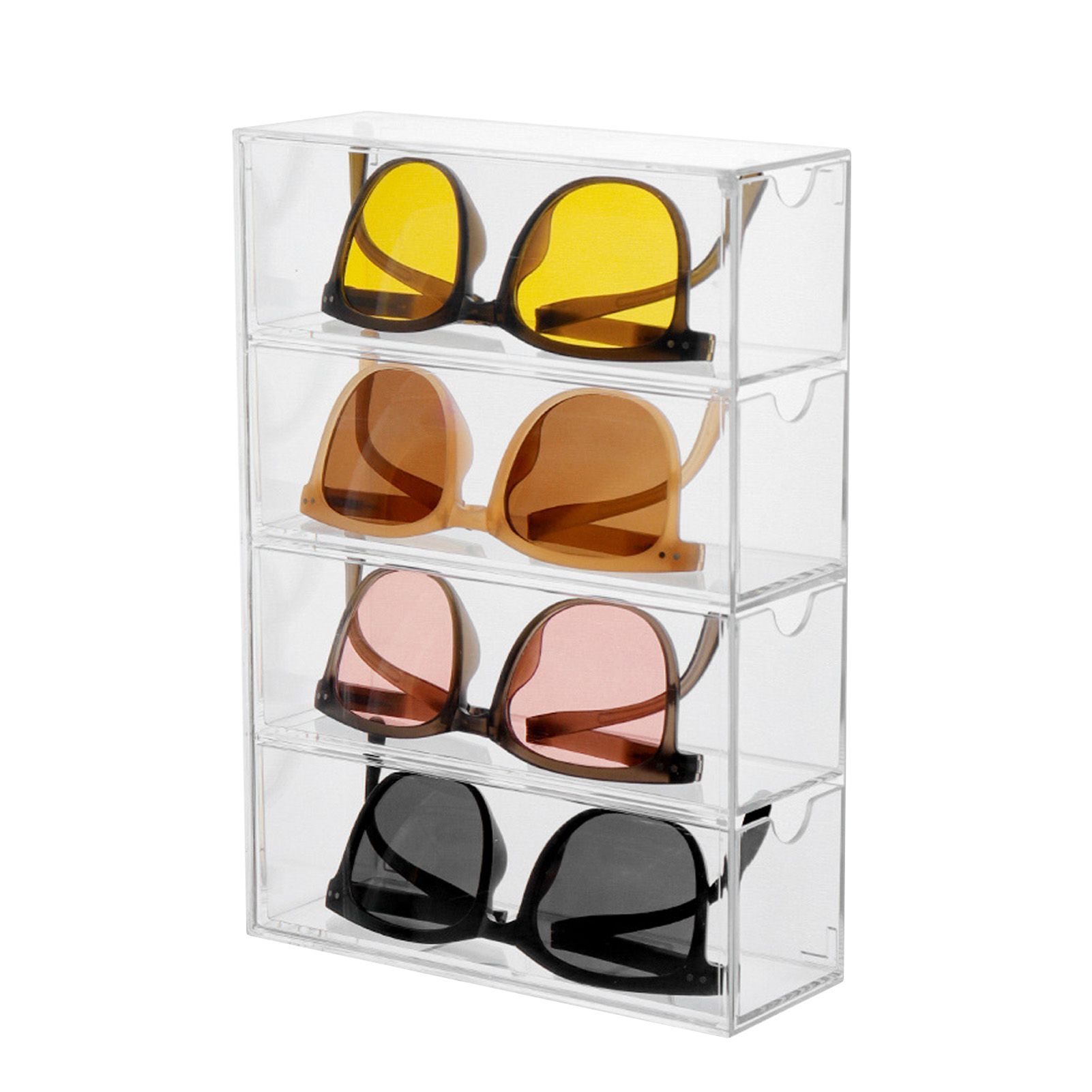Sunglasses Storage Organizer Dustproof Acrylic Transparent 4 Layer Desktop view 3