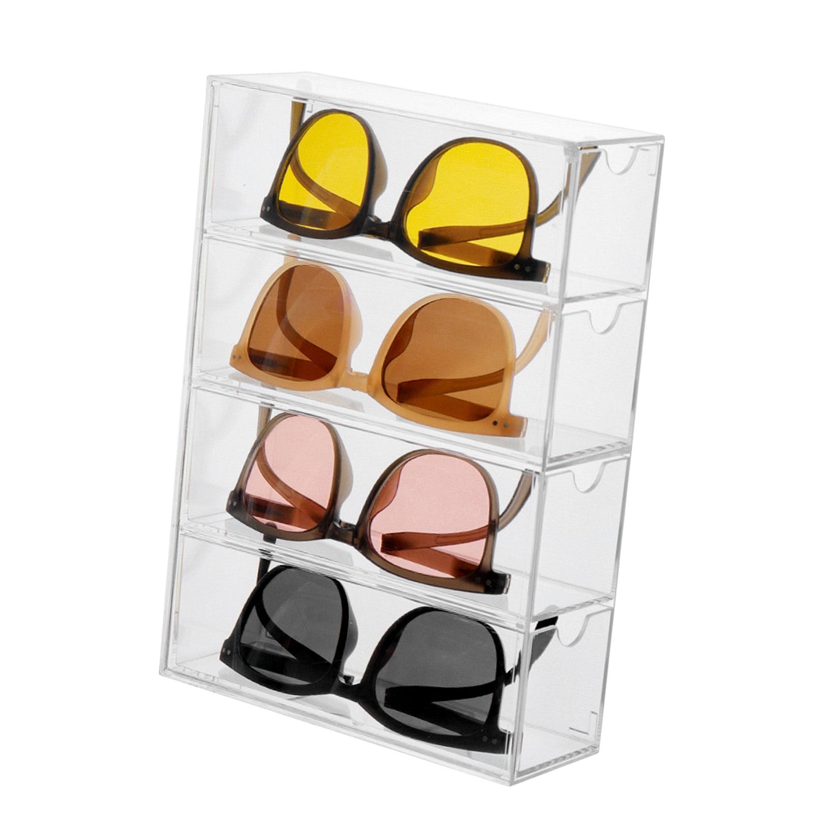 Sunglasses Storage Organizer Dustproof Acrylic Transparent 4 Layer Desktop view 4