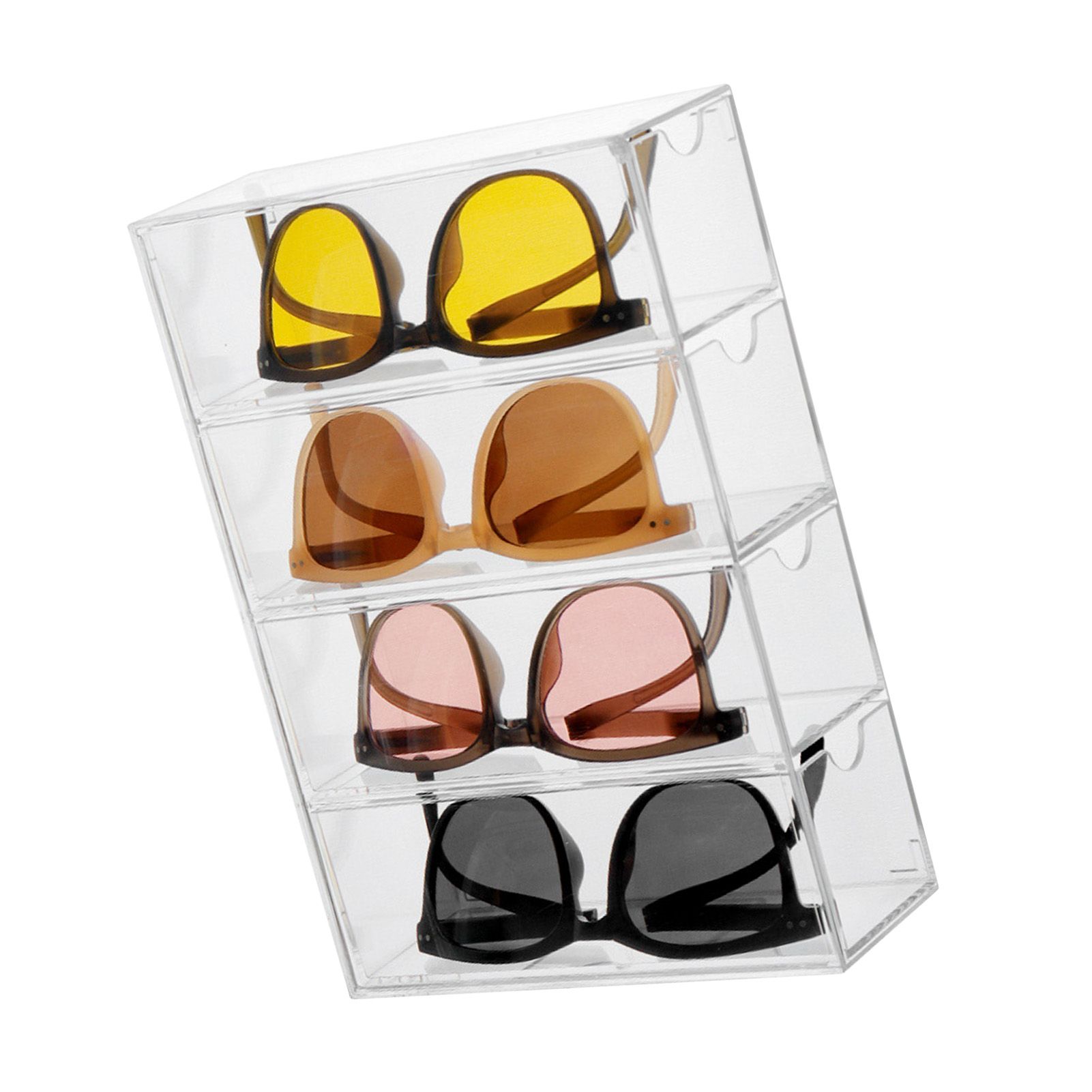 Sunglasses Storage Organizer Dustproof Acrylic Transparent 4 Layer Desktop view 6