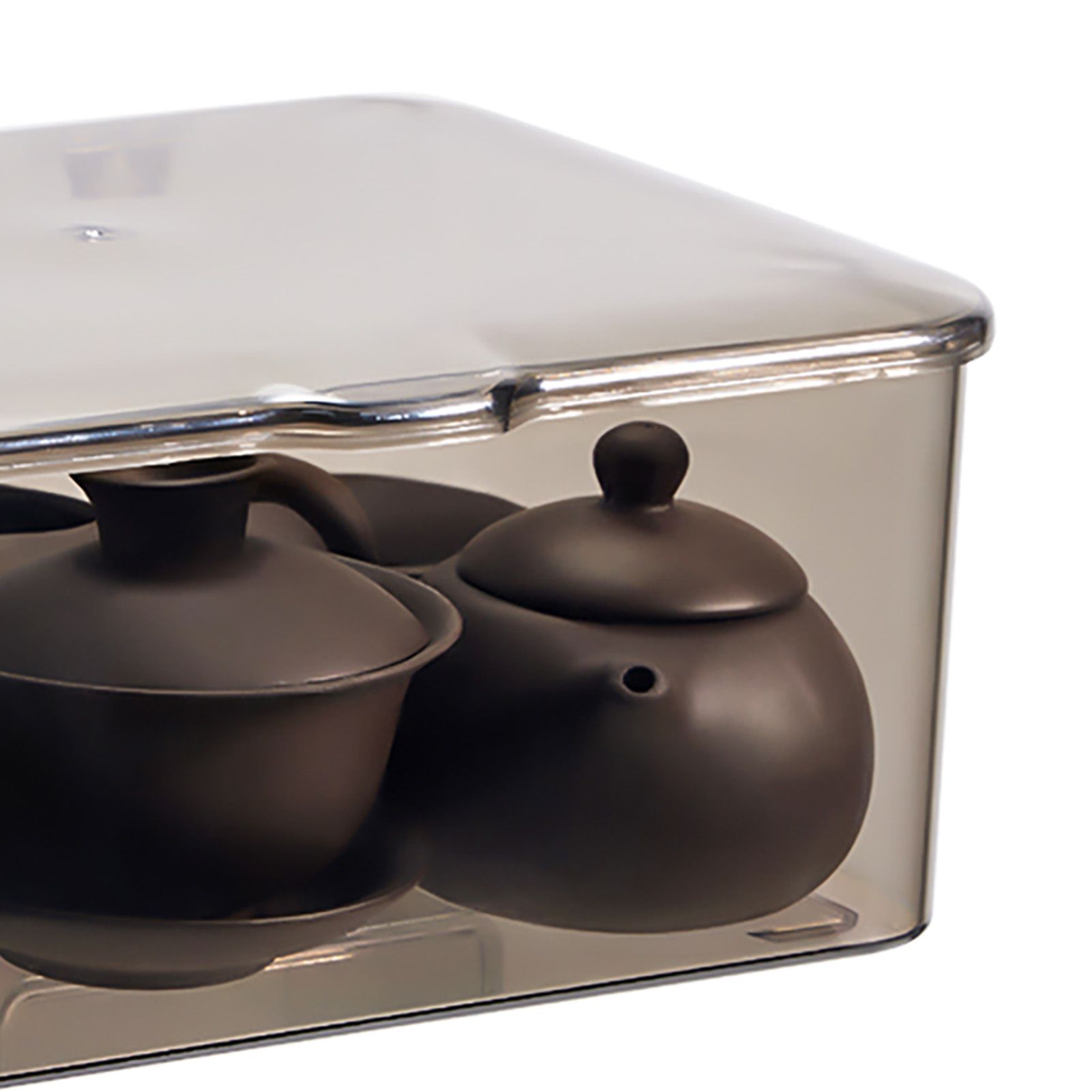 Tea Set Storage Box Transparent Storage Container Large Capacity Multifunction view 2