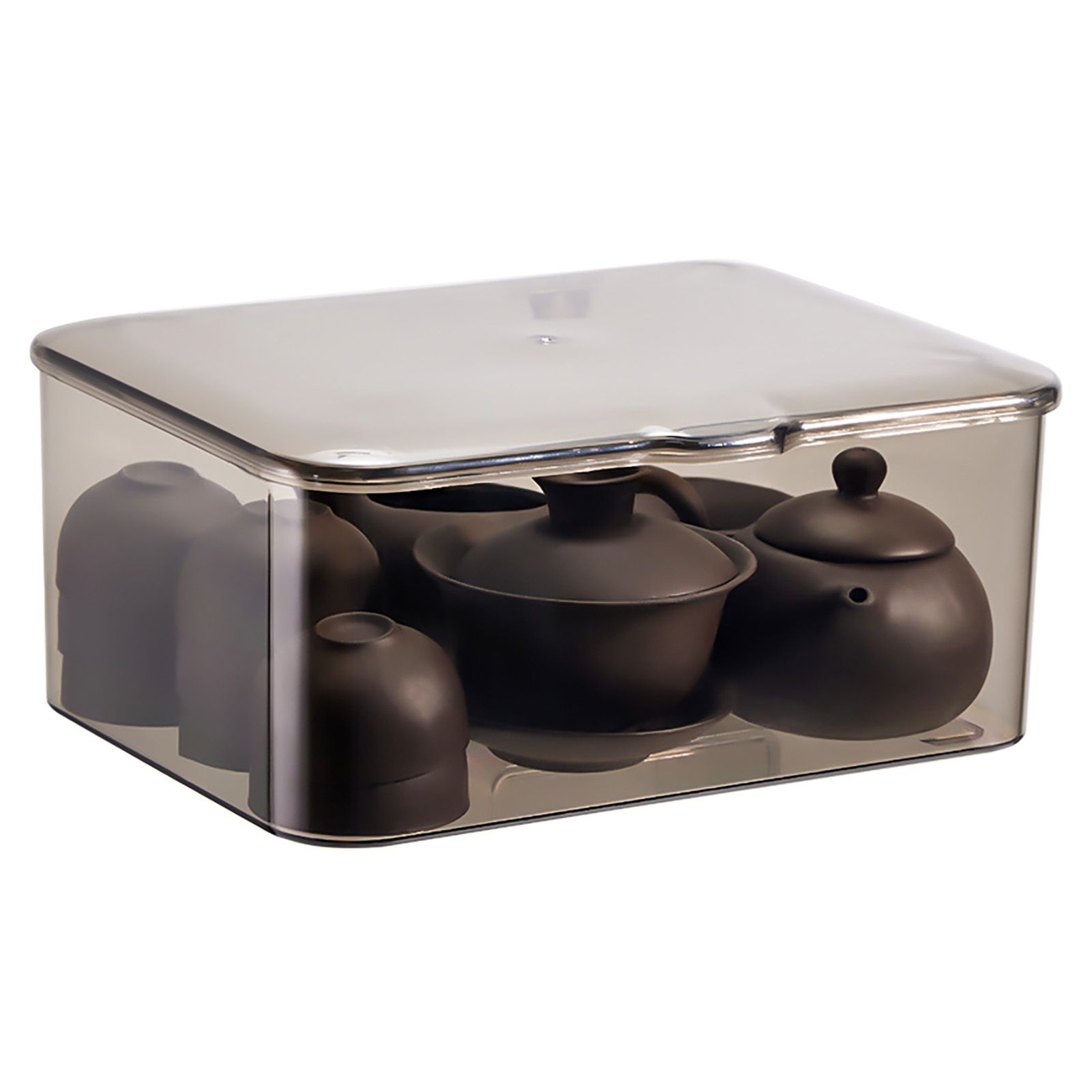 Tea Set Storage Box Transparent Storage Container Large Capacity Multifunction view 3