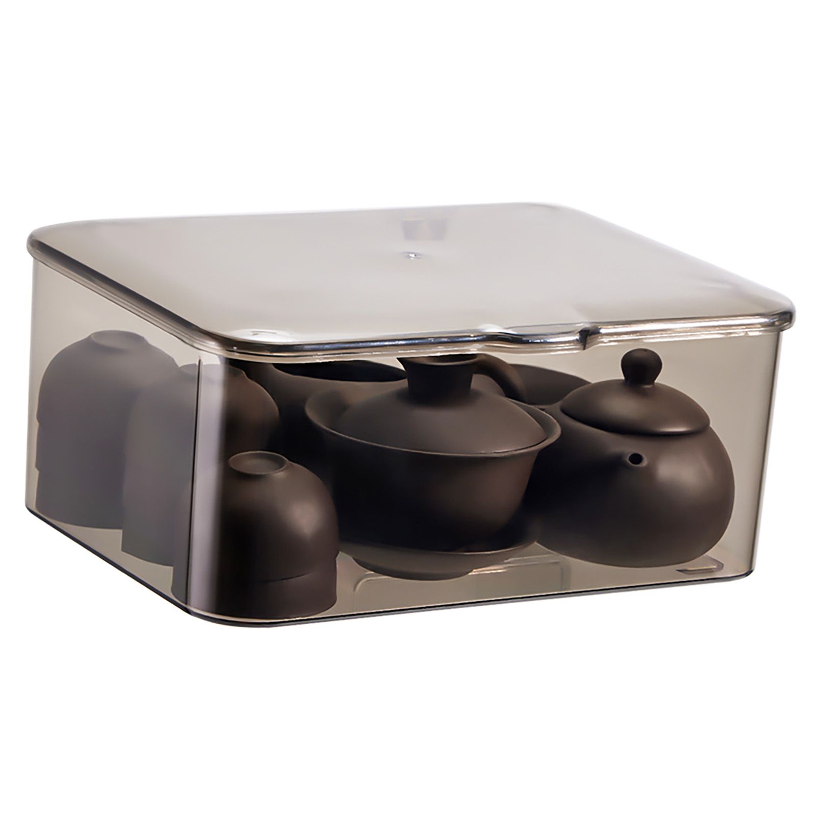 Tea Set Storage Box Transparent Storage Container Large Capacity Multifunction view 4