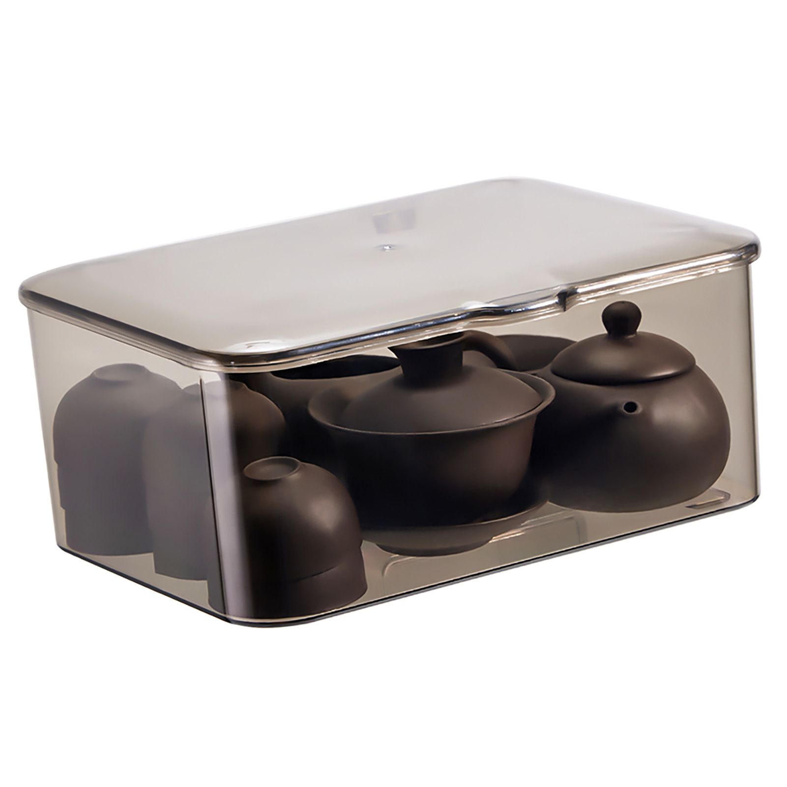 Tea Set Storage Box Transparent Storage Container Large Capacity Multifunction view 6