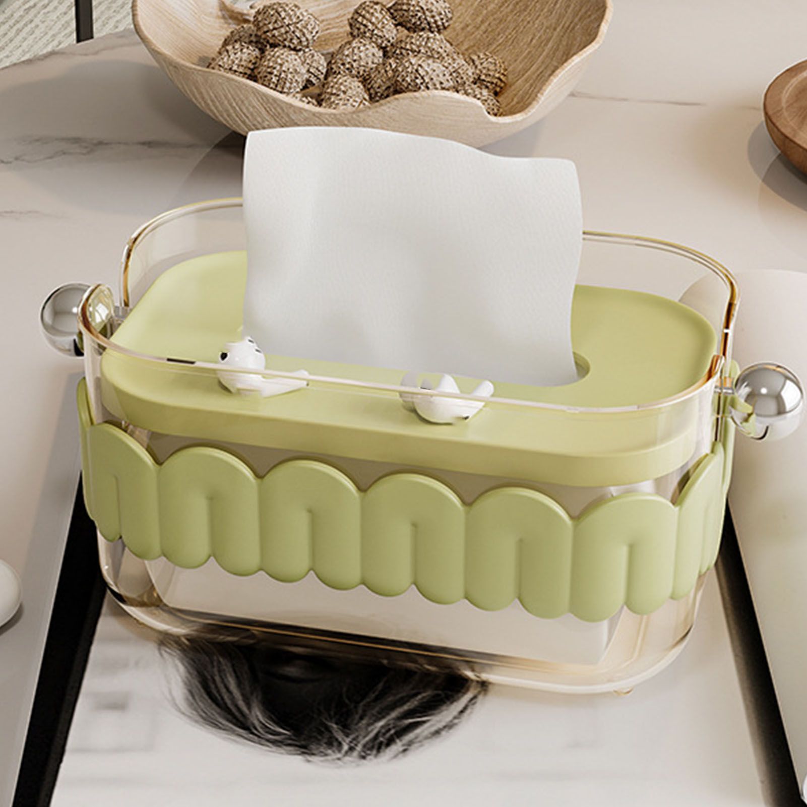 Tissue Dispenser Box Modern Cute Home Desktop Plastic Tissue Container for view 8