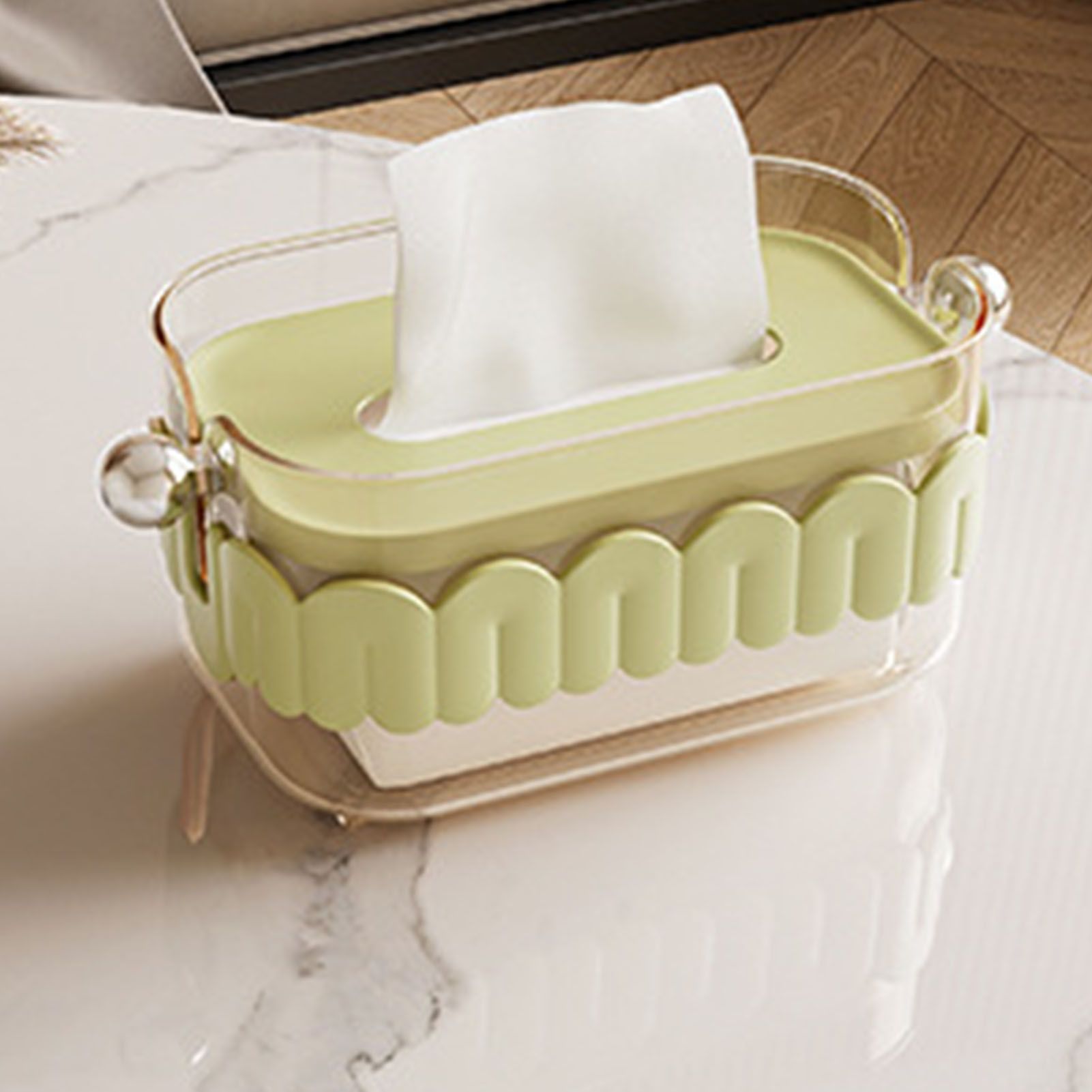 Tissue Dispenser Box Modern Cute Home Desktop Plastic Tissue Container for view 9