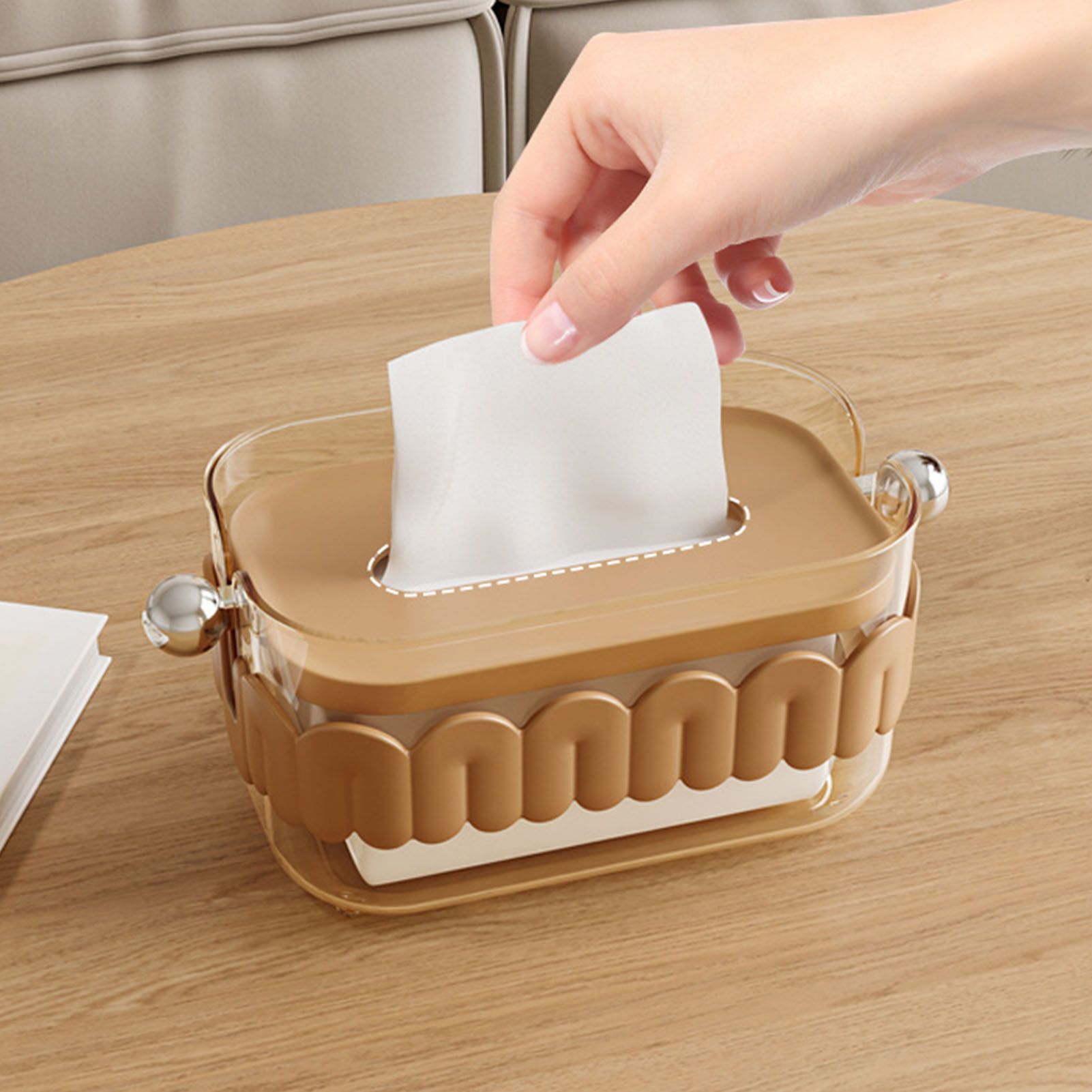 Tissue Dispenser Box Modern Cute Home Desktop Plastic Tissue Container for view 8
