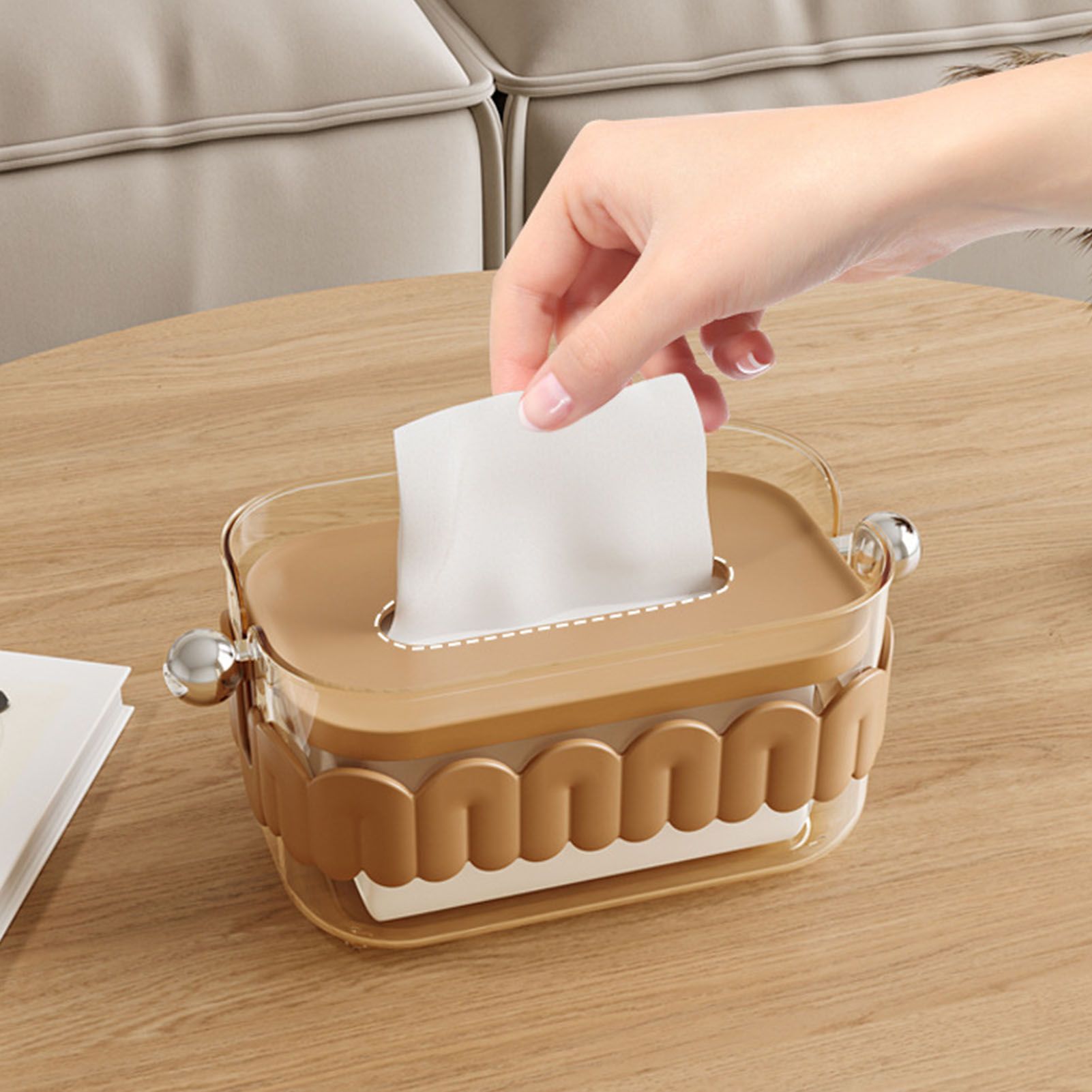Tissue Dispenser Box Modern Cute Home Desktop Plastic Tissue Container for view 9