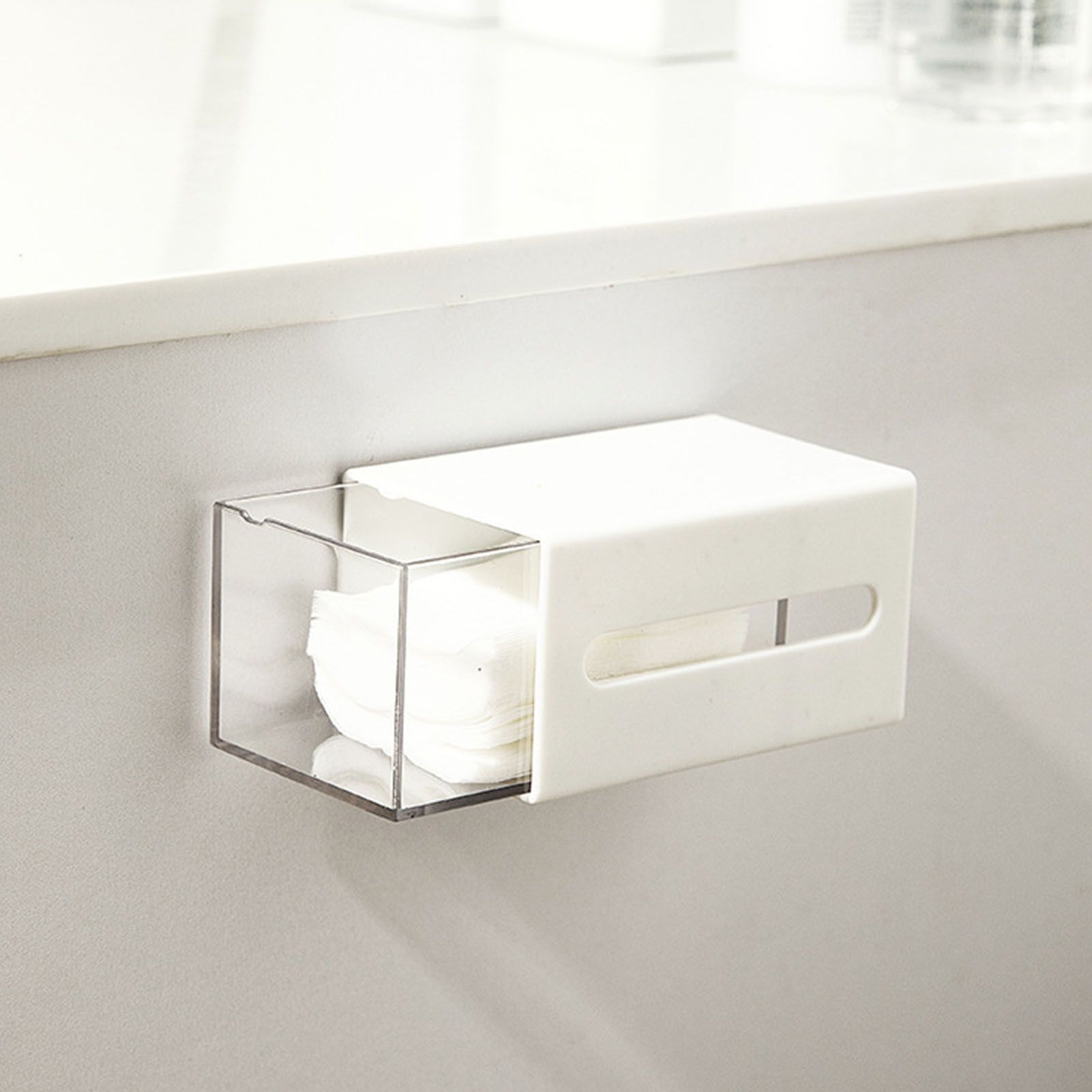 Wall Mount Drawer Organizer Mini Dustproof Clear Plastic Cotton Swab Storage view 8