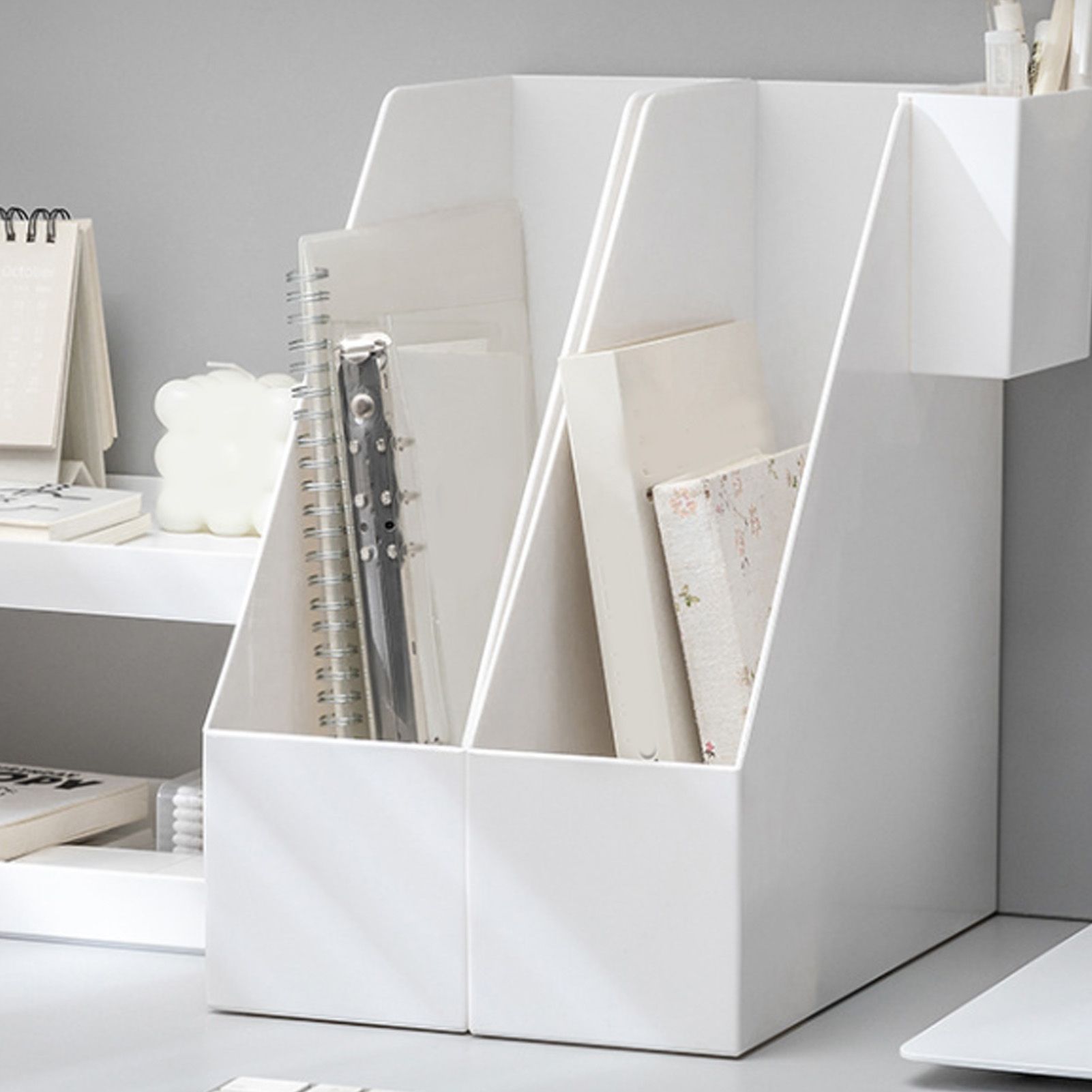 Book Storage Rack Simple Multifunctional Portable Plastic Desktop Bookend File view 7