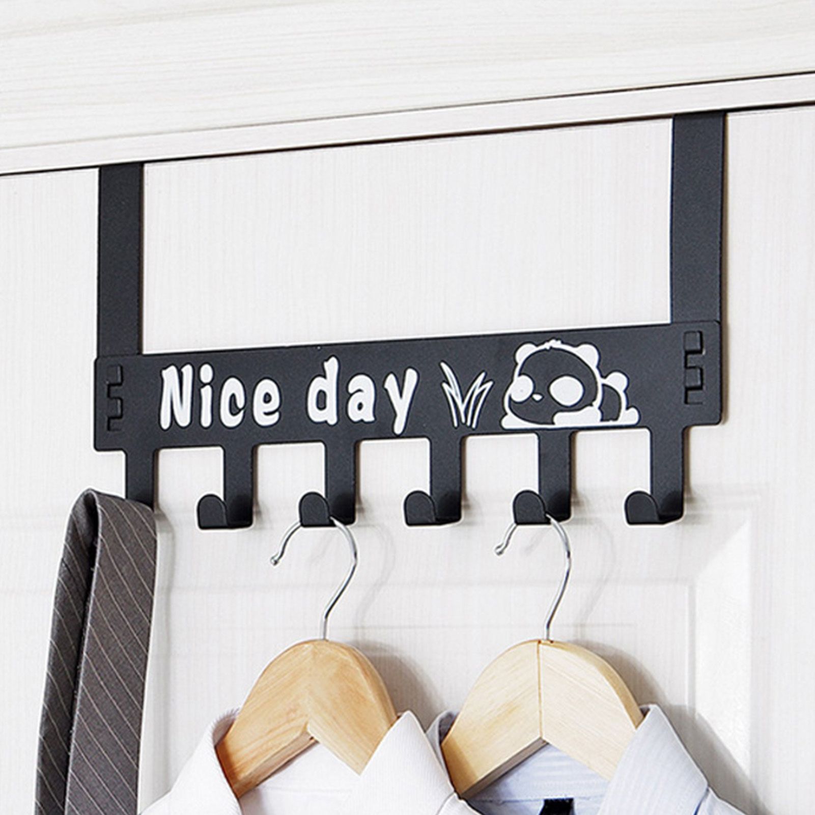 6 Hooks Over The Door Hooks Strong Load Bearing Capacity Space Saving Metal view 8