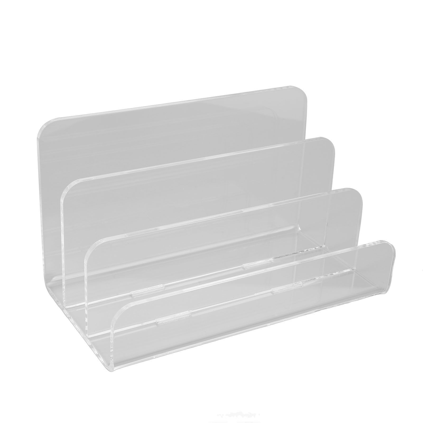 3 Compartments Mail Organizer Letter Holder Transparent Acrylic Vertical File view 3