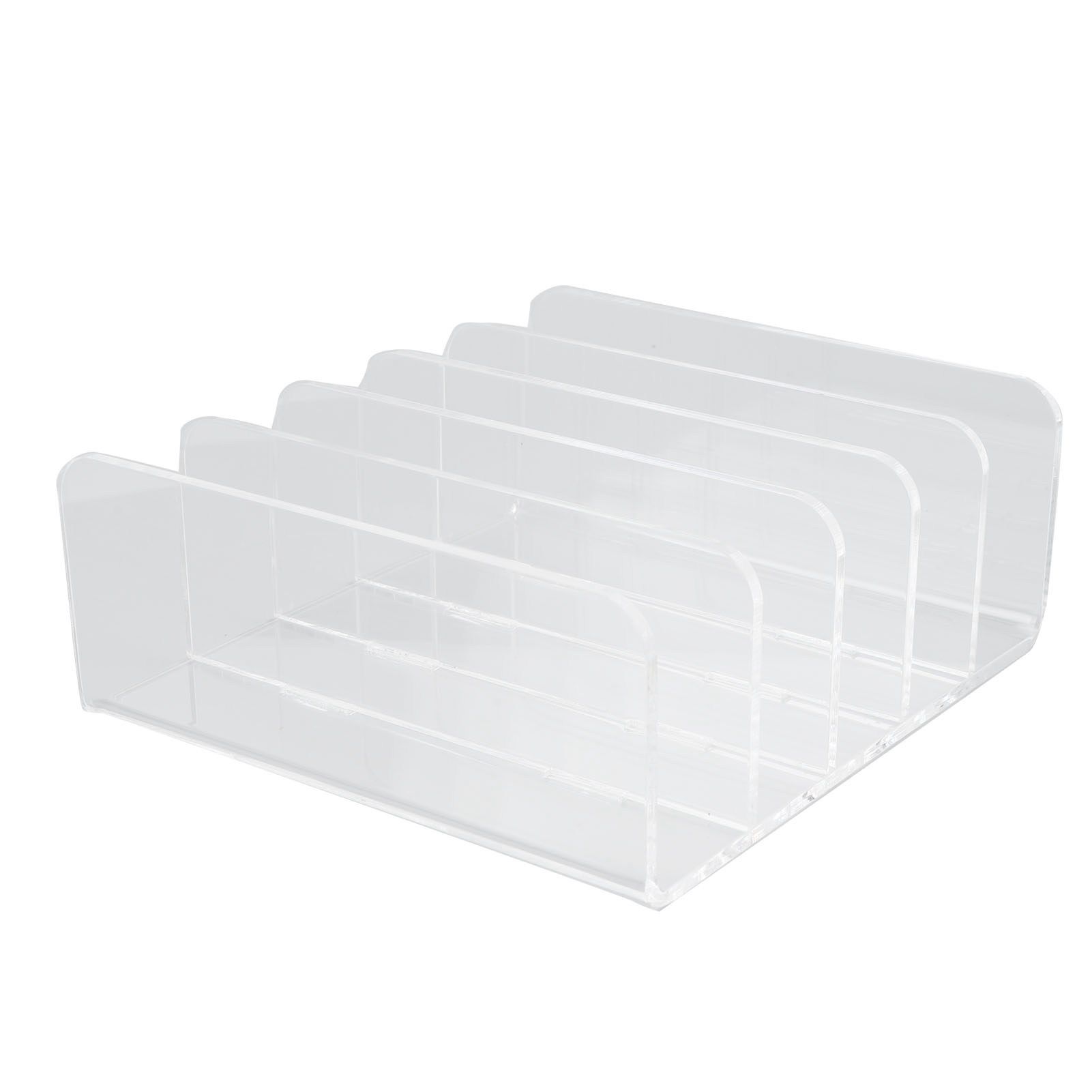 Desktop File Organizer Clear Acrylic 5 Compartments Office Document Sorter view 3